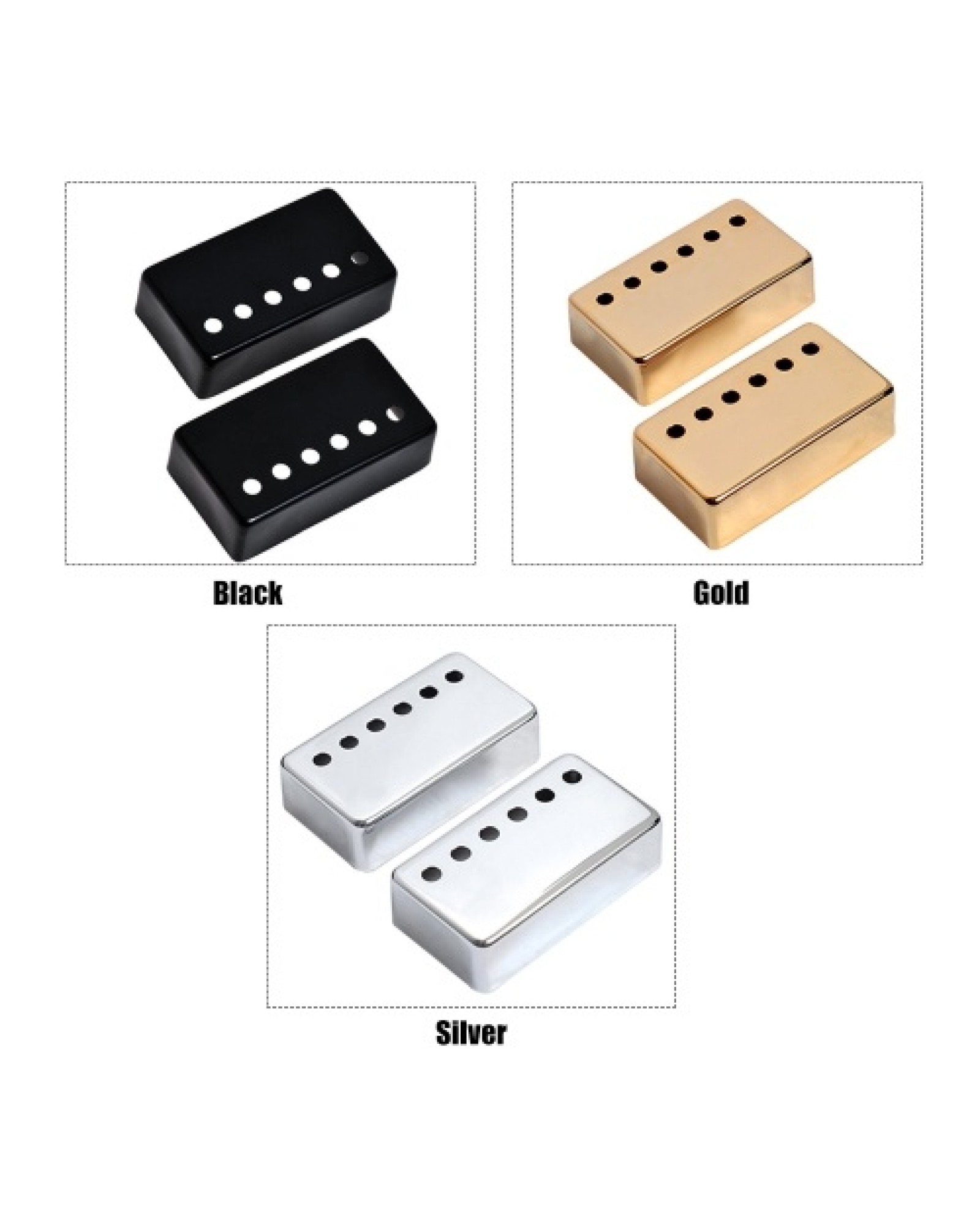2Pcs Humbucker Guitar Pickup Cover 50mm + 52mm Pole Spacing Metal LP Guitar Neck Pickup Covers for Electric Guitar