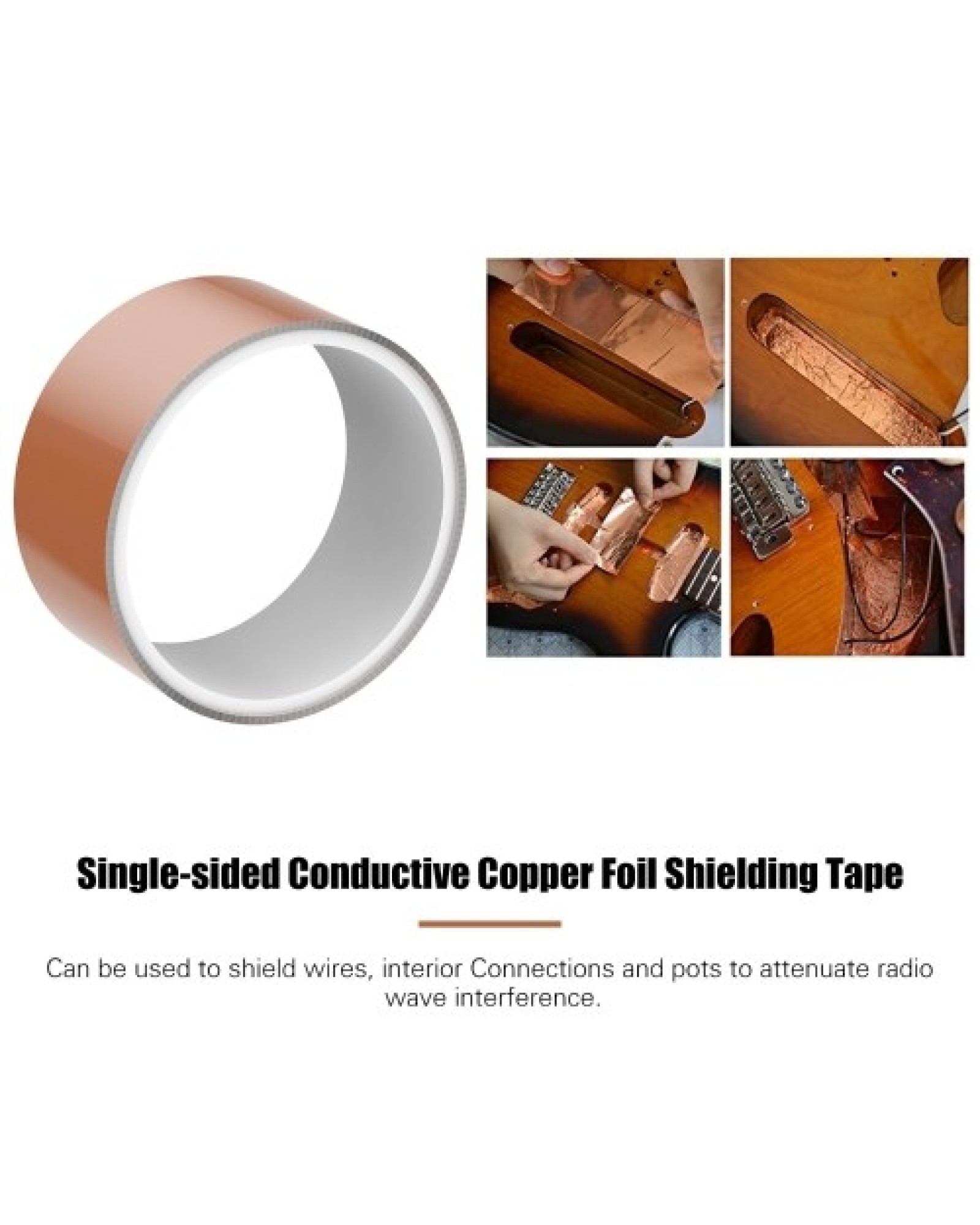 5cm*2m / 2inch*6.6FT Adhesive Conductive Copper Foil Shielding Tape - Single Side Conductive + 2pcs 4 String Jazz Bass Guitar Bl