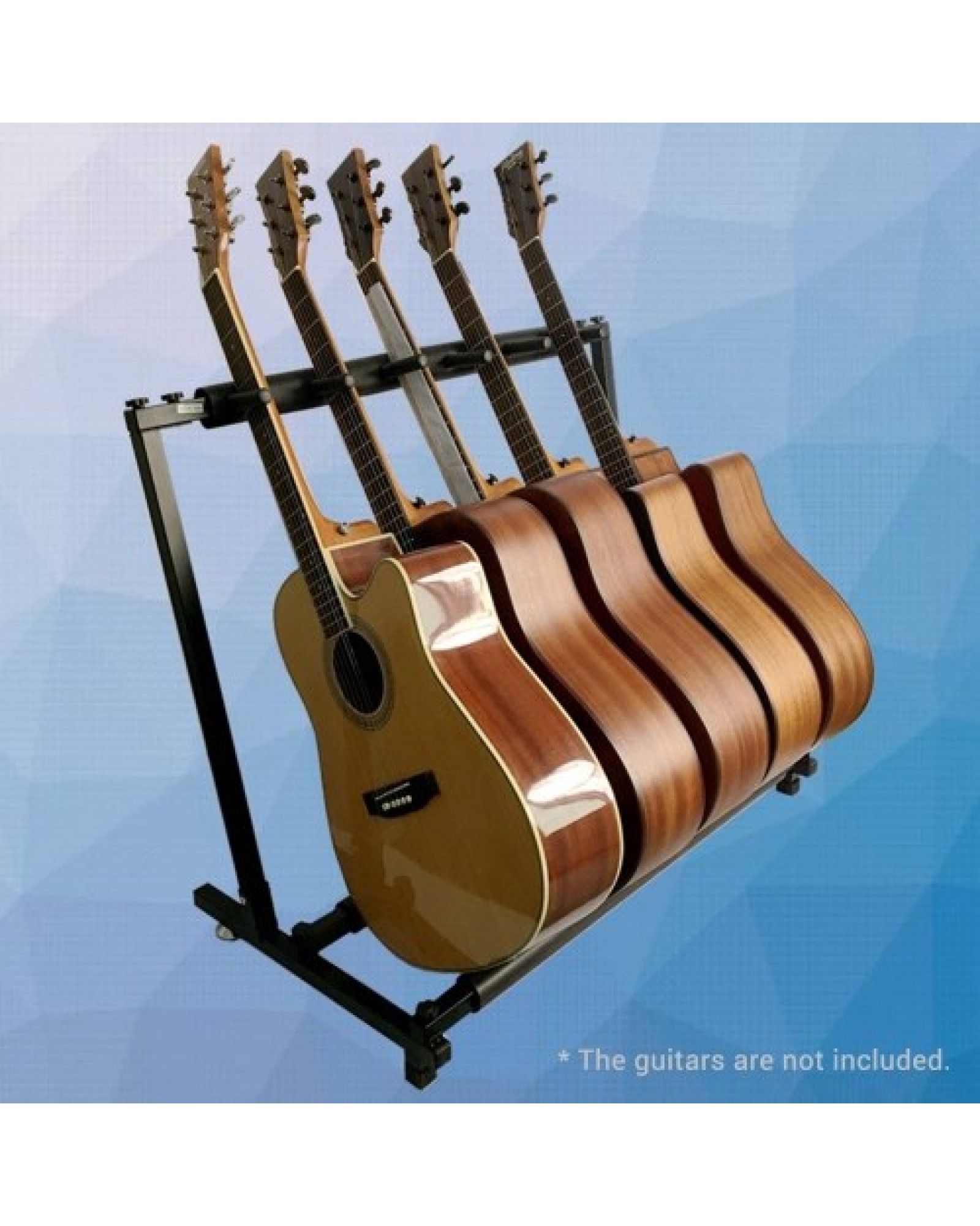 Multi Guitar Stand 5 Holder Foldable Universal Display Rack Portable Black for Classical Acoustic, Electric, Bass Guitar
