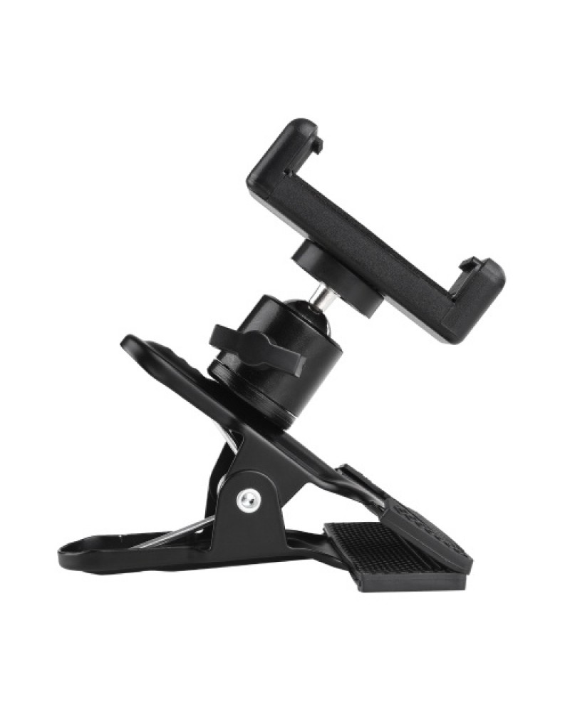 Clip-on Phone Holder Musical Instrument Phone Mount Stand with 360 Degree Rotatable Ball Head for Bass Guitar Head