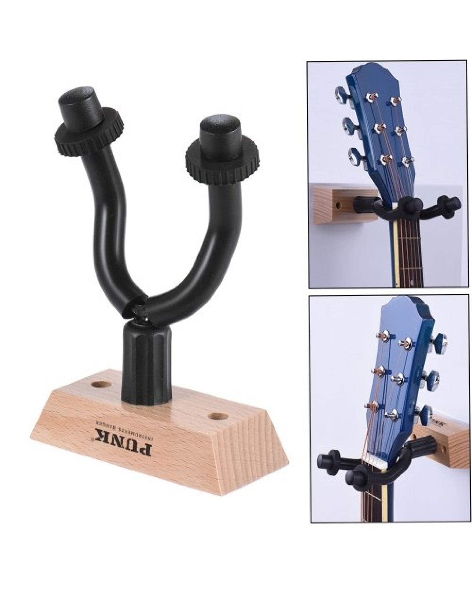 Wall Mount Guitar Hanger Hook Holder Keeper Wooden Base for Electric Acoustic Guitars Bass Ukulele String Instrument