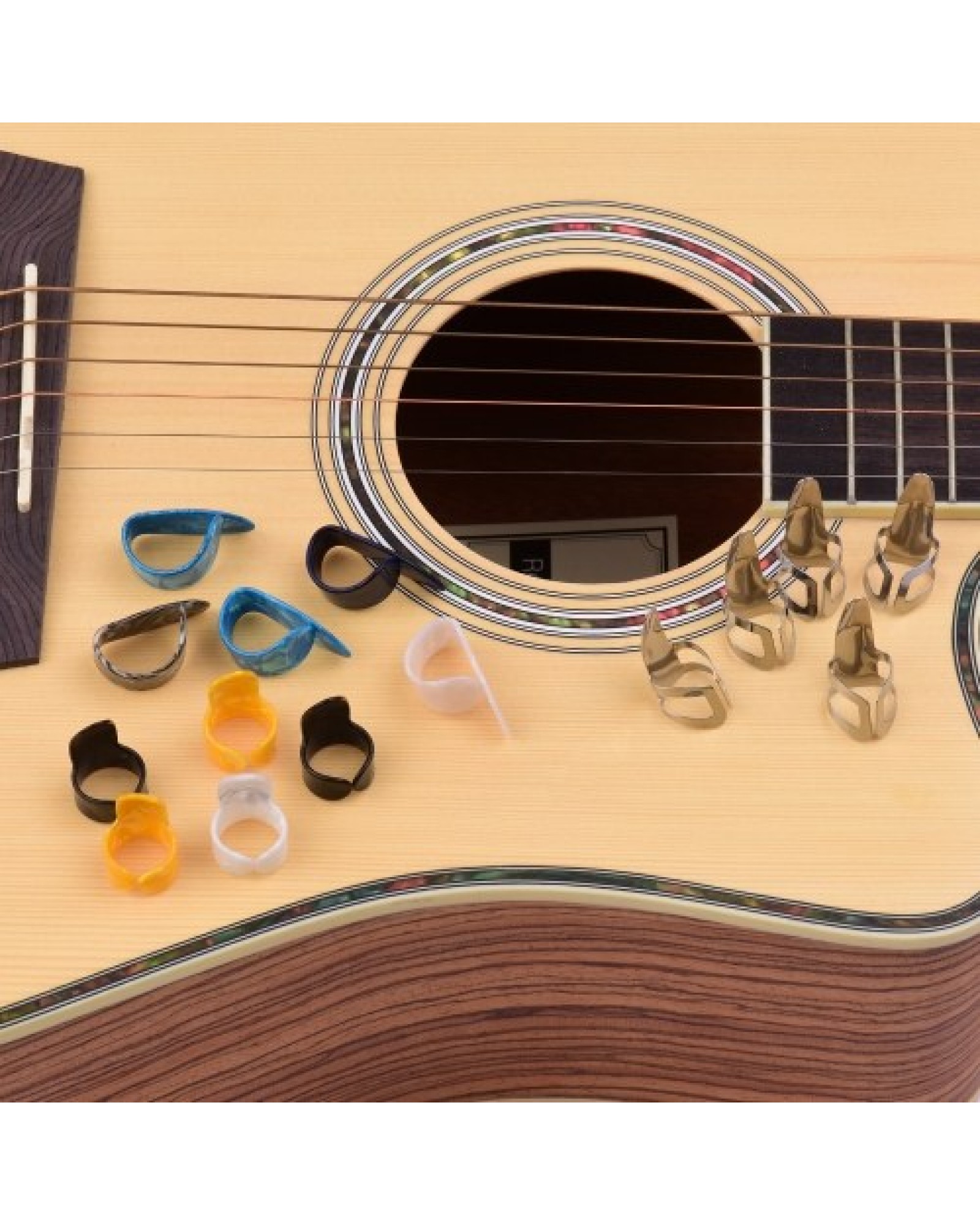 Guitar Thumb Finger Picks Set 5 Thumb Picks 5 Index Finger Picks 5 Metal Picks with Plastic Case