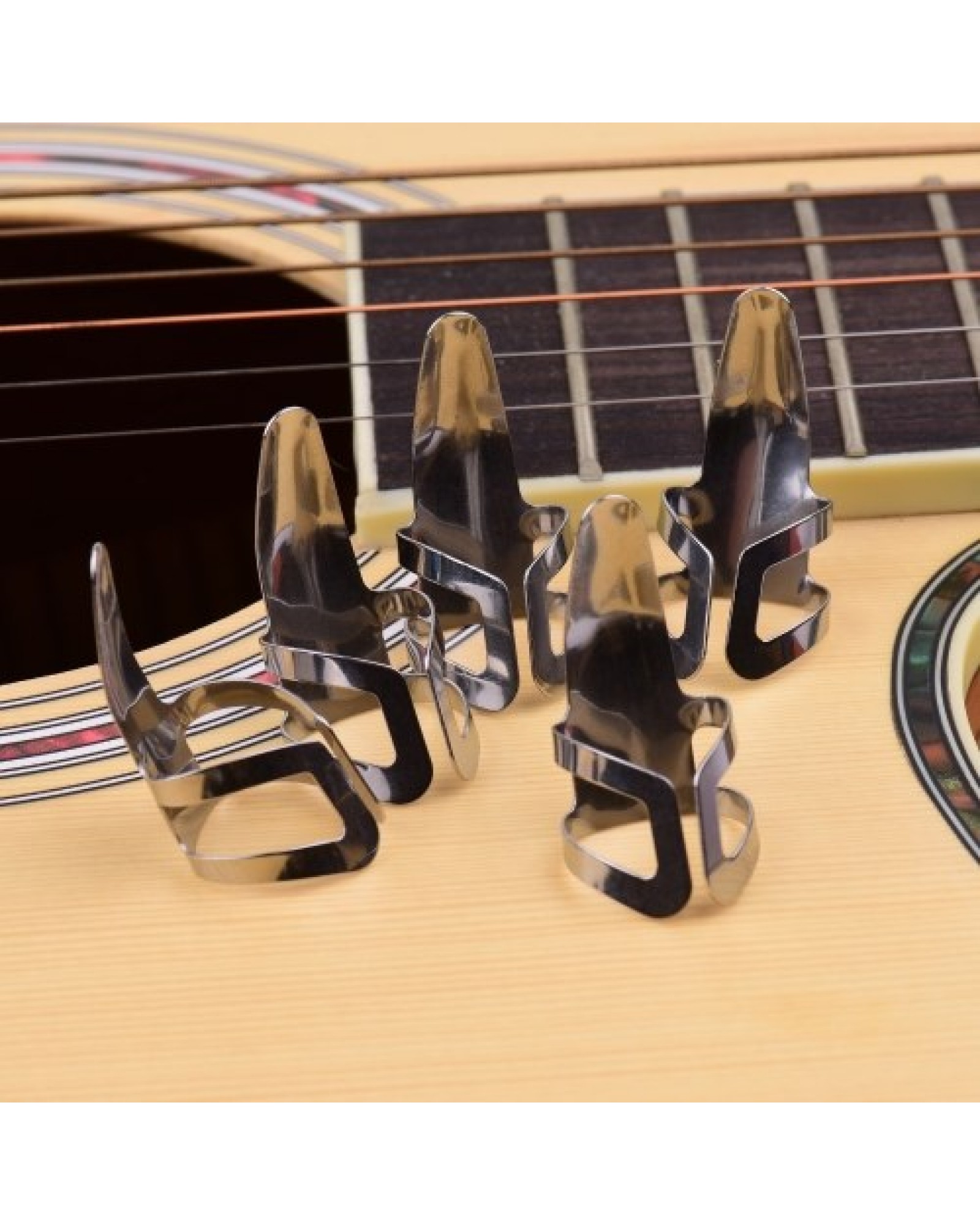 Guitar Thumb Finger Picks Set 5 Thumb Picks 5 Index Finger Picks 5 Metal Picks with Plastic Case