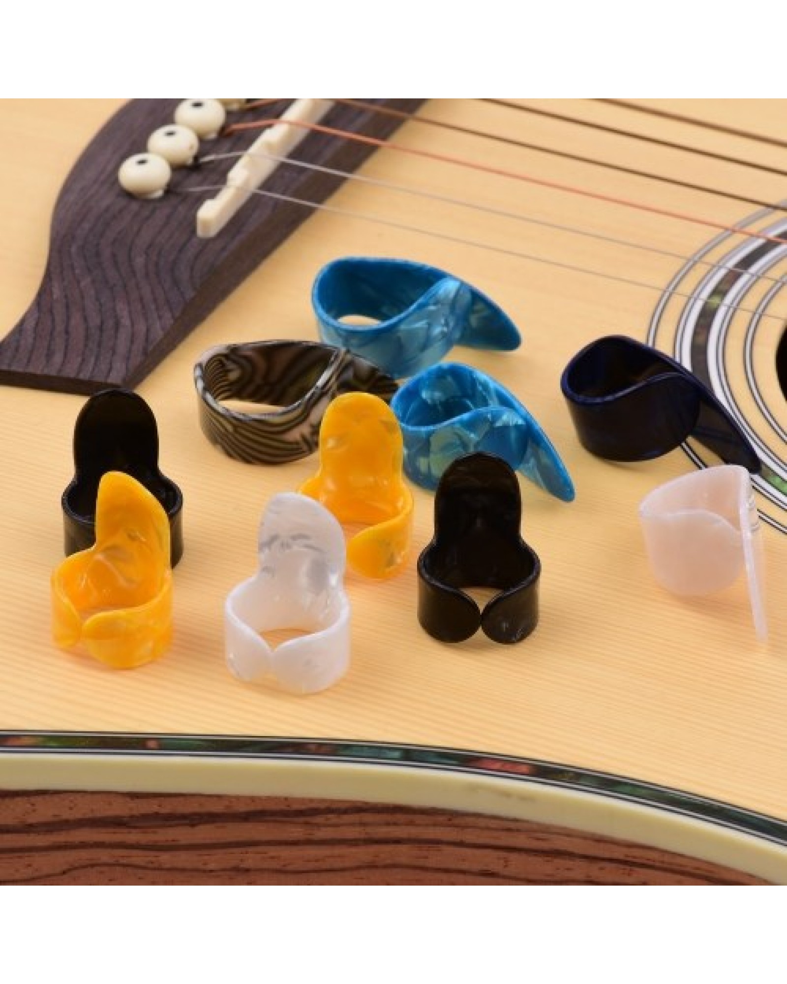 Guitar Thumb Finger Picks Set 5 Thumb Picks 5 Index Finger Picks 5 Metal Picks with Plastic Case