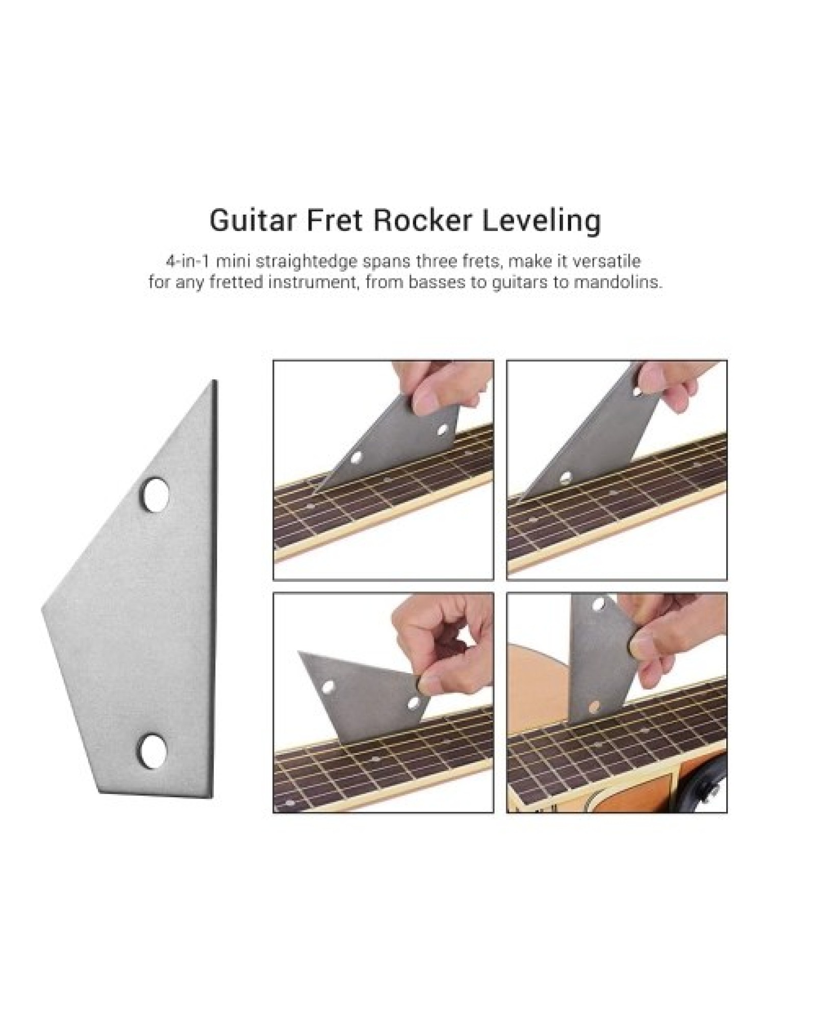 Guitar Luthier Tool Kit  1pc Stainless Steel Guitar Fret File + 2pcs Fingerboard Guard + 1pc Guitar Fret Rocker Leveling + 1pc G