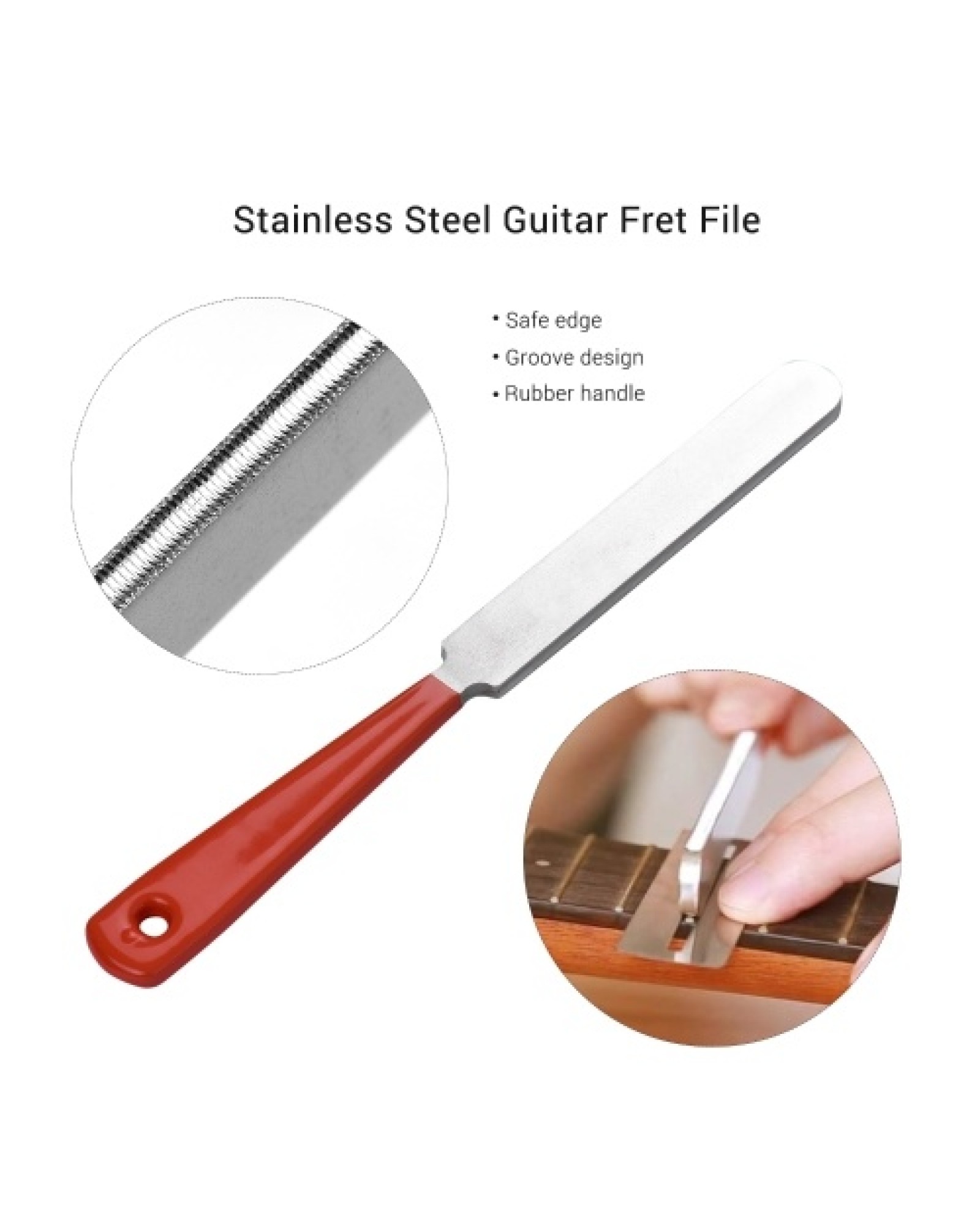 Guitar Luthier Tool Kit  1pc Stainless Steel Guitar Fret File + 2pcs Fingerboard Guard + 1pc Guitar Fret Rocker Leveling + 1pc G