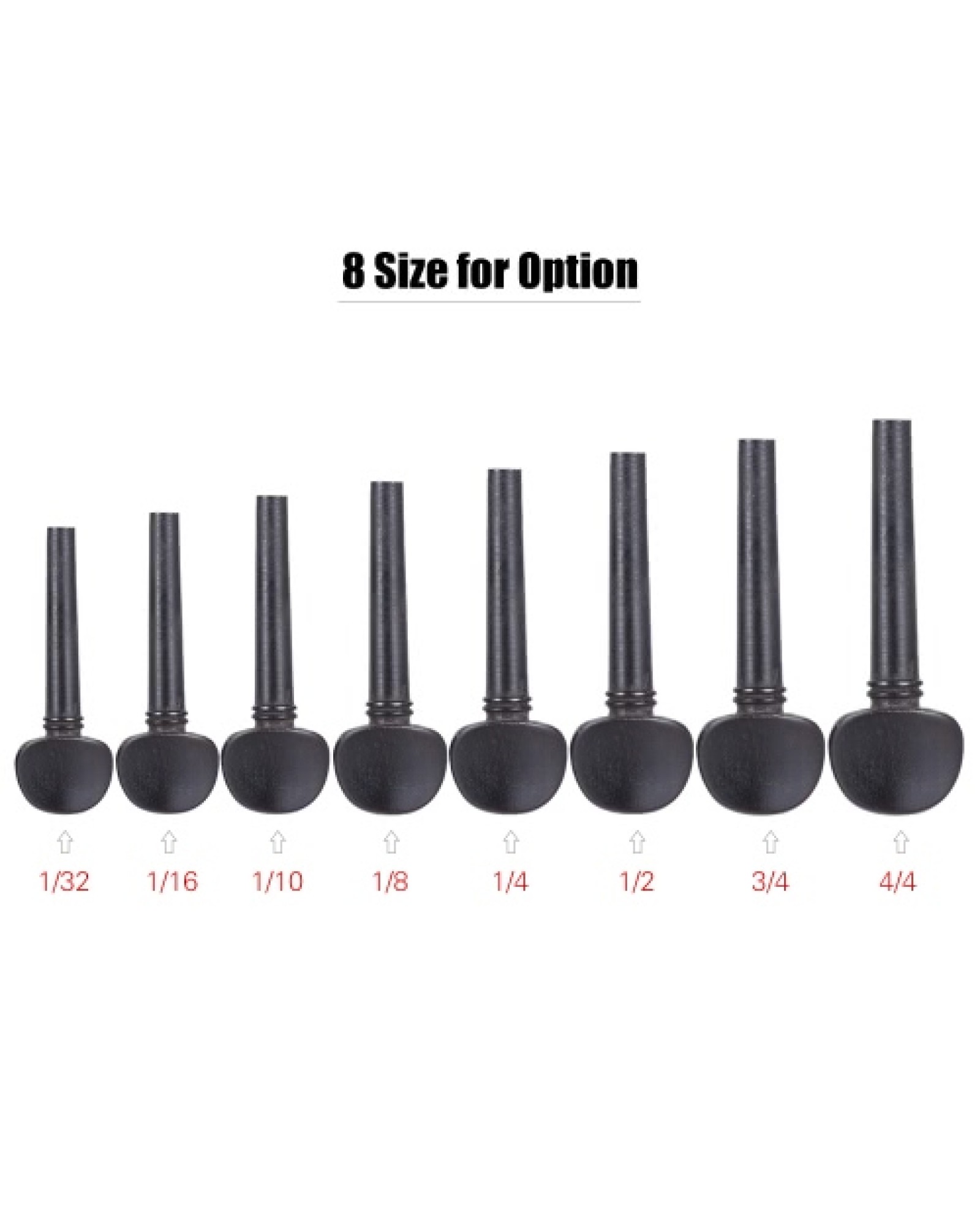 4/4 Size Ebony Wood Violin Fiddle Tuning Pegs Endpin Set Replacement Black