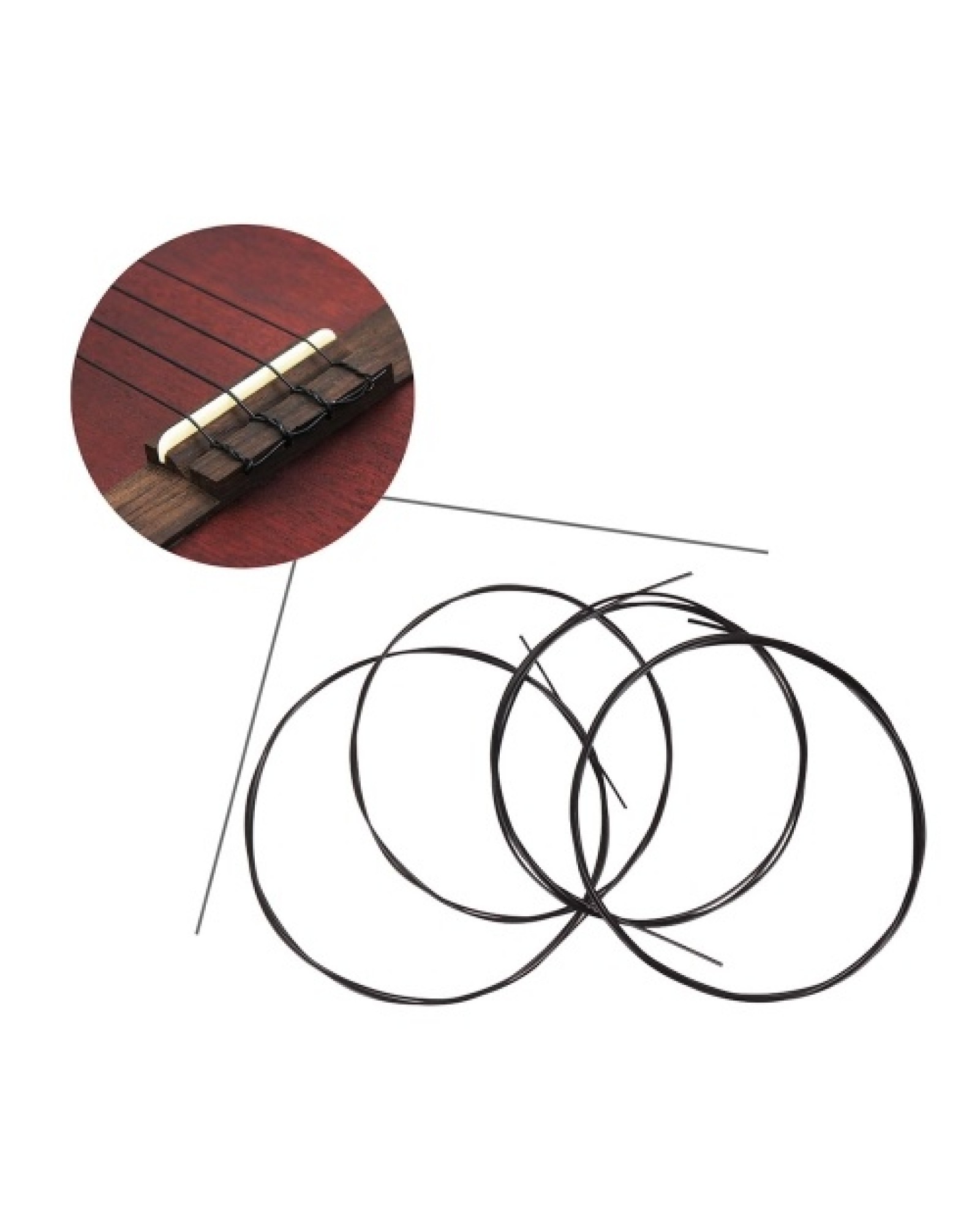 Black Ukulele Ukelele Uke Strings Nylon Material, 4pcs/set