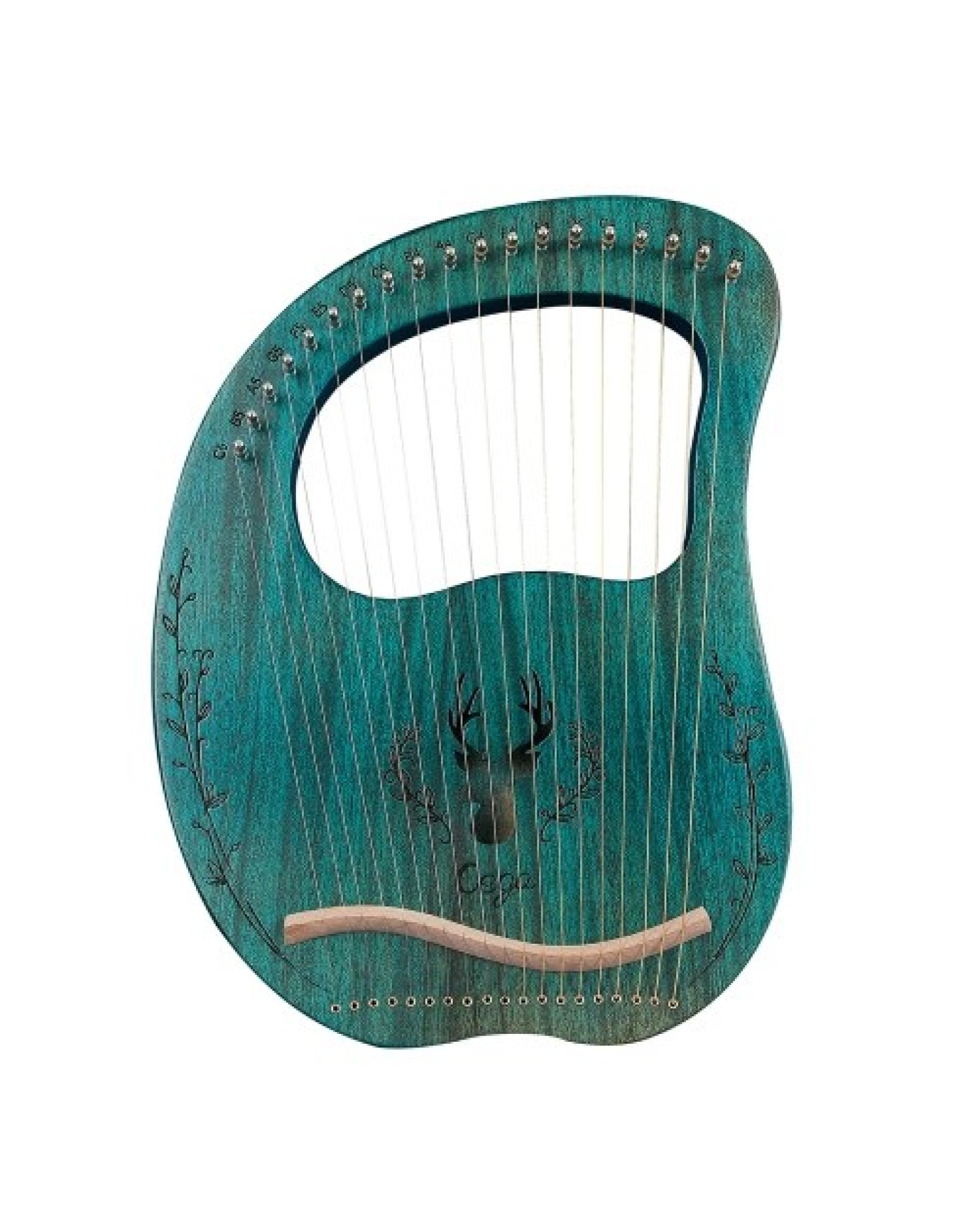 19-String Wooden Lyre Harp Resonance Box String Instrument with Tuning Wrench 3pcs Picks