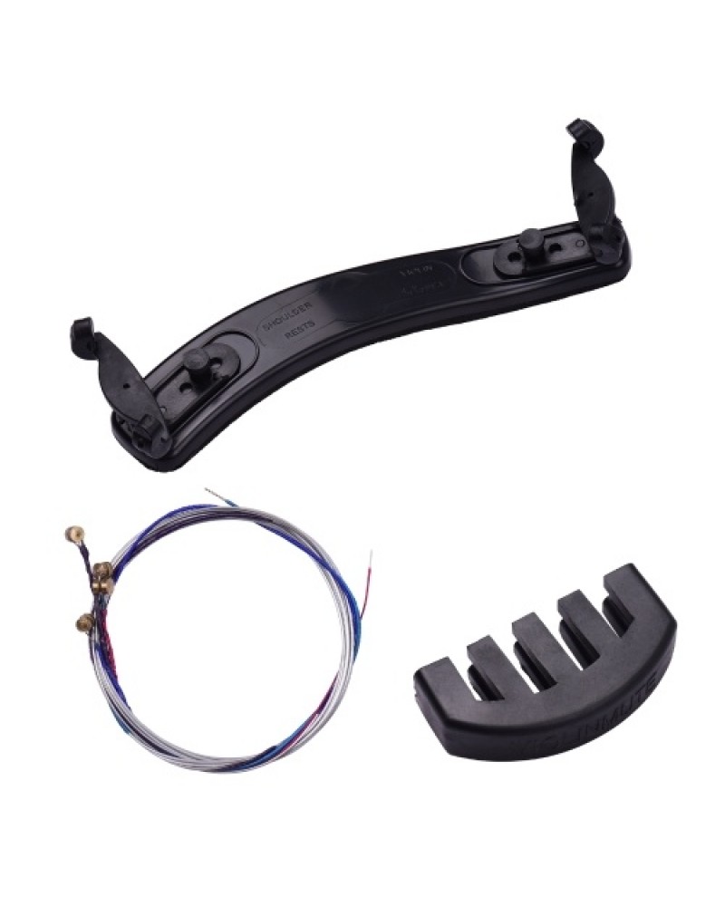 Violin Shoulder Rest Mute Strings Set Violin Part Replacement Kit for 3/4 4/4 Violins