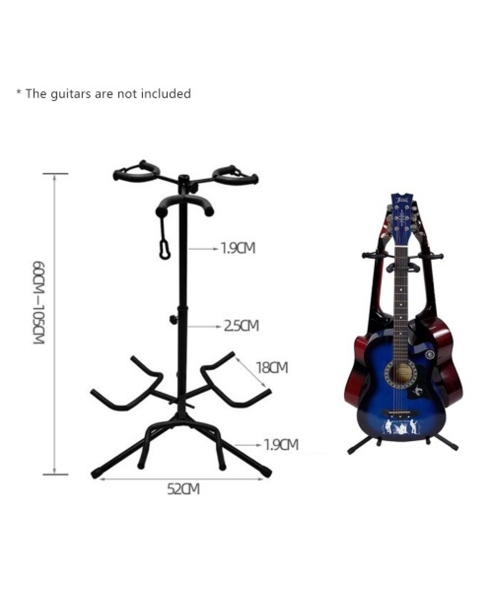 Adjustable Multi Guitar Stand 3 Holders String Instrument Floor Tripod Bracket
