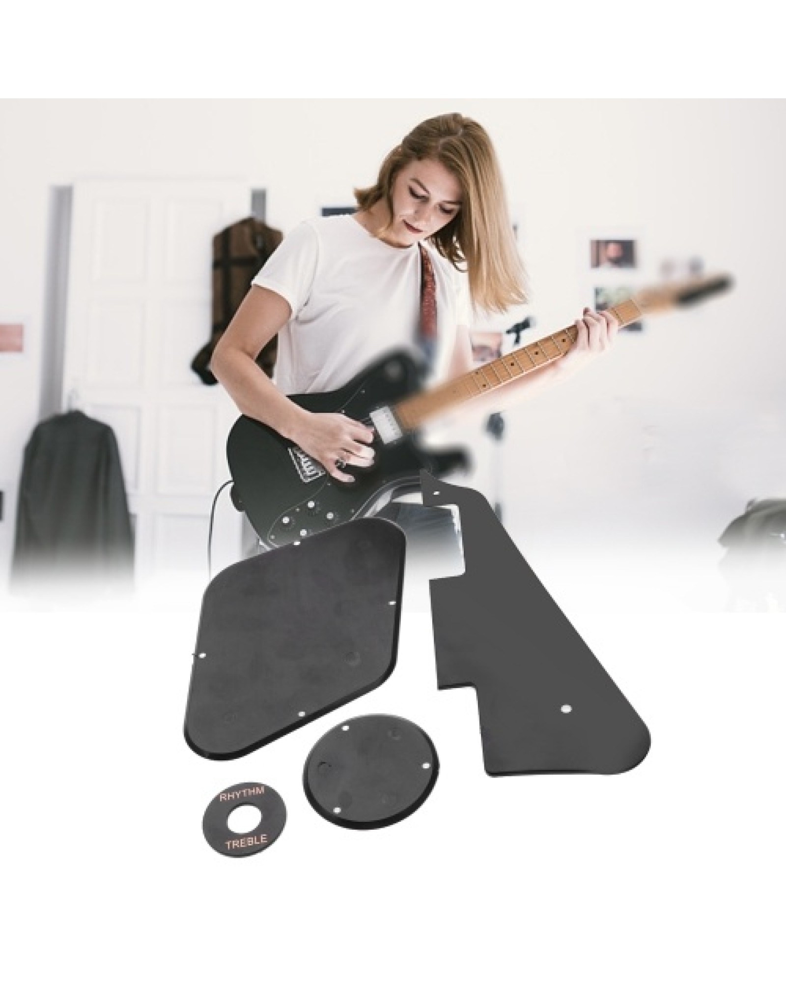 4 PCS Electric Guitar Pickguard Set Compatible with LP, Scratch Plate Plastic Front and Back Pick Guards for Electric Guitars