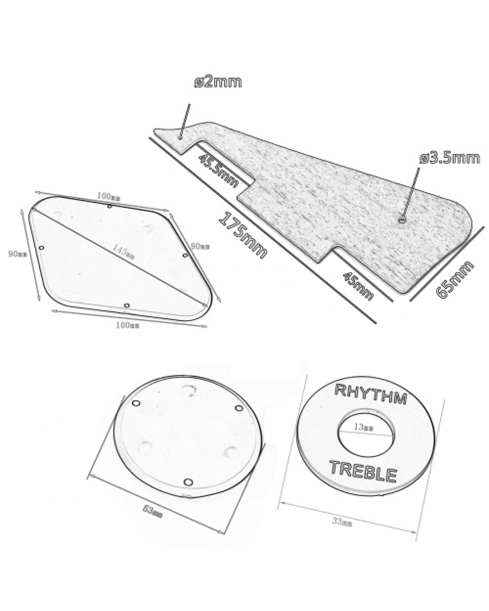 4 PCS Electric Guitar Pickguard Set Compatible with LP, Scratch Plate Plastic Front and Back Pick Guards for Electric Guitars