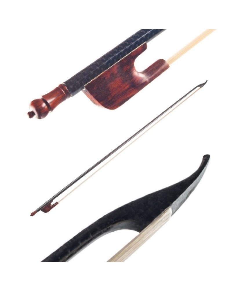 4/4 Violin Fiddle Bow Baroque Style Carbon Fiber Veneer Round Stick Ebony Frog White Horsehair Well Balanced