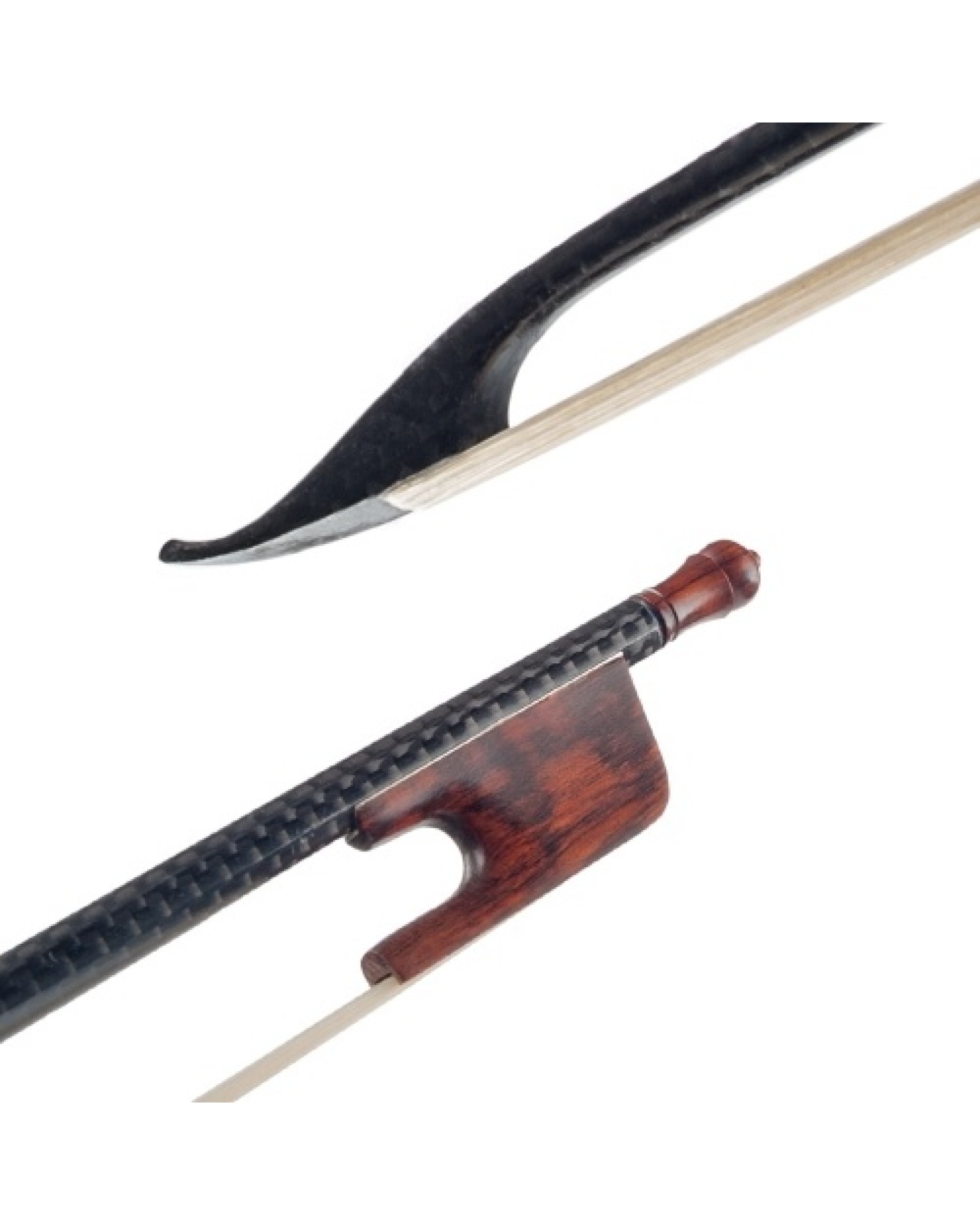 4/4 Violin Fiddle Bow Baroque Style Carbon Fiber Veneer Round Stick Ebony Frog White Horsehair Well Balanced