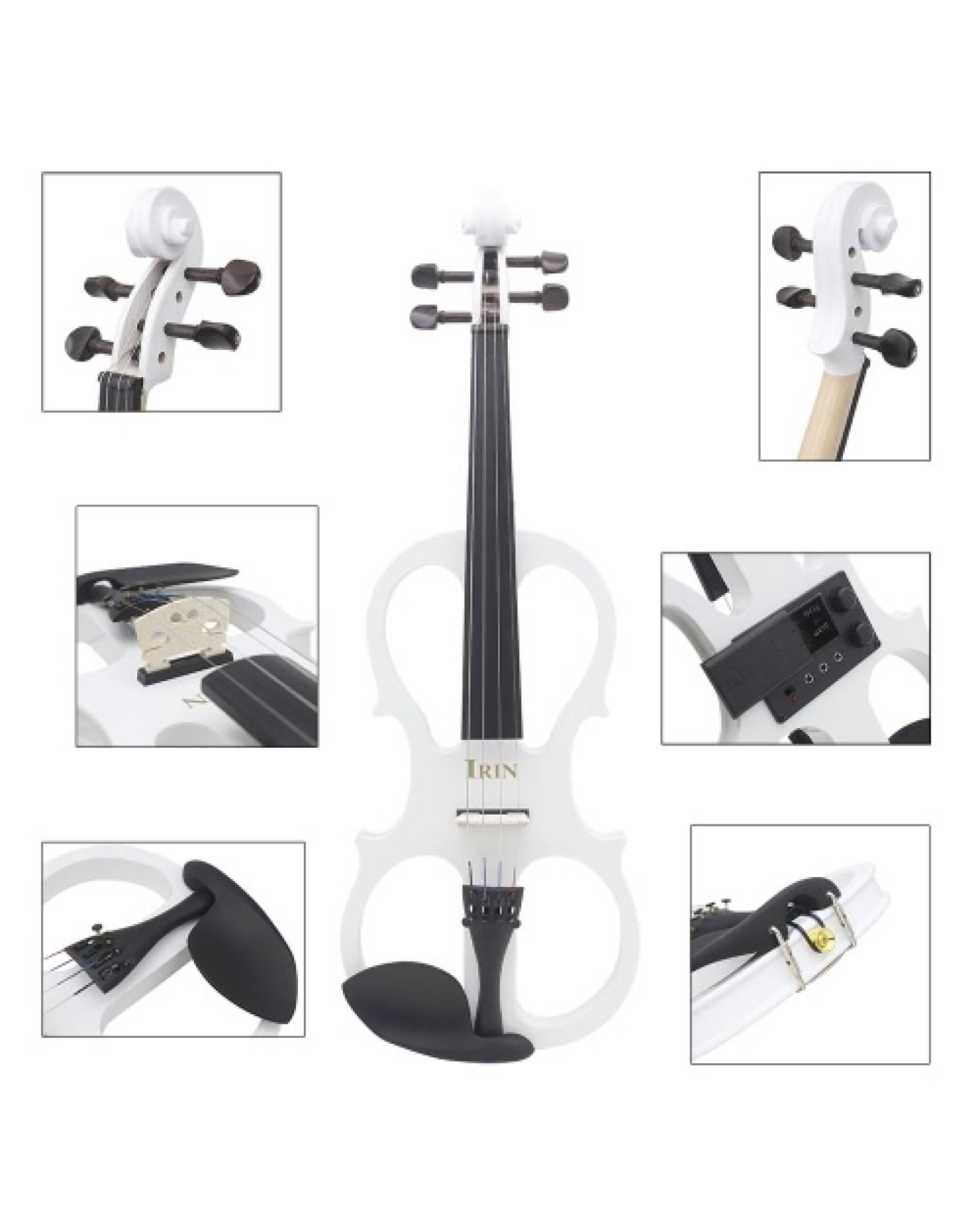 4/4 Wood Maple Electric Violin Fiddle Stringed Instrument with Ebony Fittings Cable Headphone Case for Music Lovers Beginners