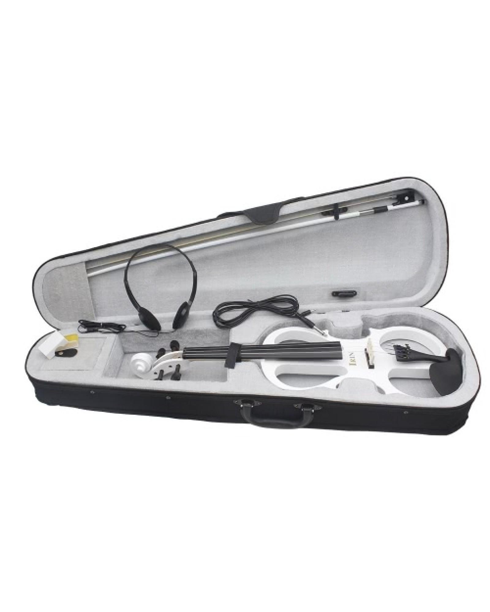4/4 Wood Maple Electric Violin Fiddle Stringed Instrument with Ebony Fittings Cable Headphone Case for Music Lovers Beginners