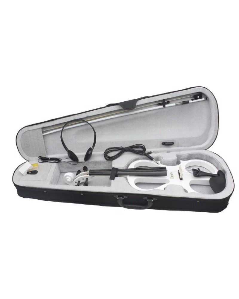 4/4 Wood Maple Electric Violin Fiddle Stringed Instrument with Ebony Fittings Cable Headphone Case for Music Lovers Beginners