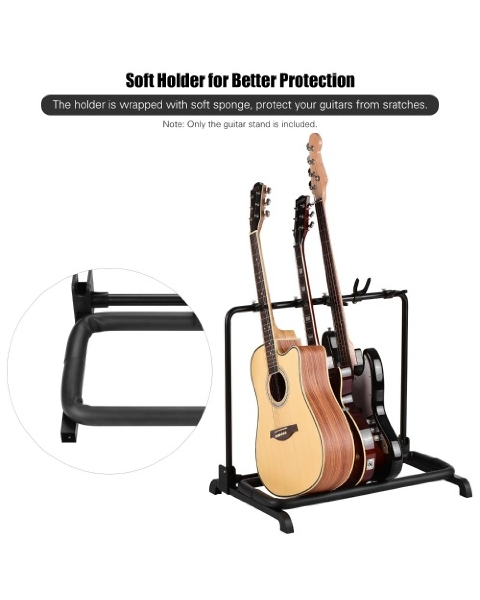 Foldable Multi Guitar Stand 5 Holders for Guitar Display Storage