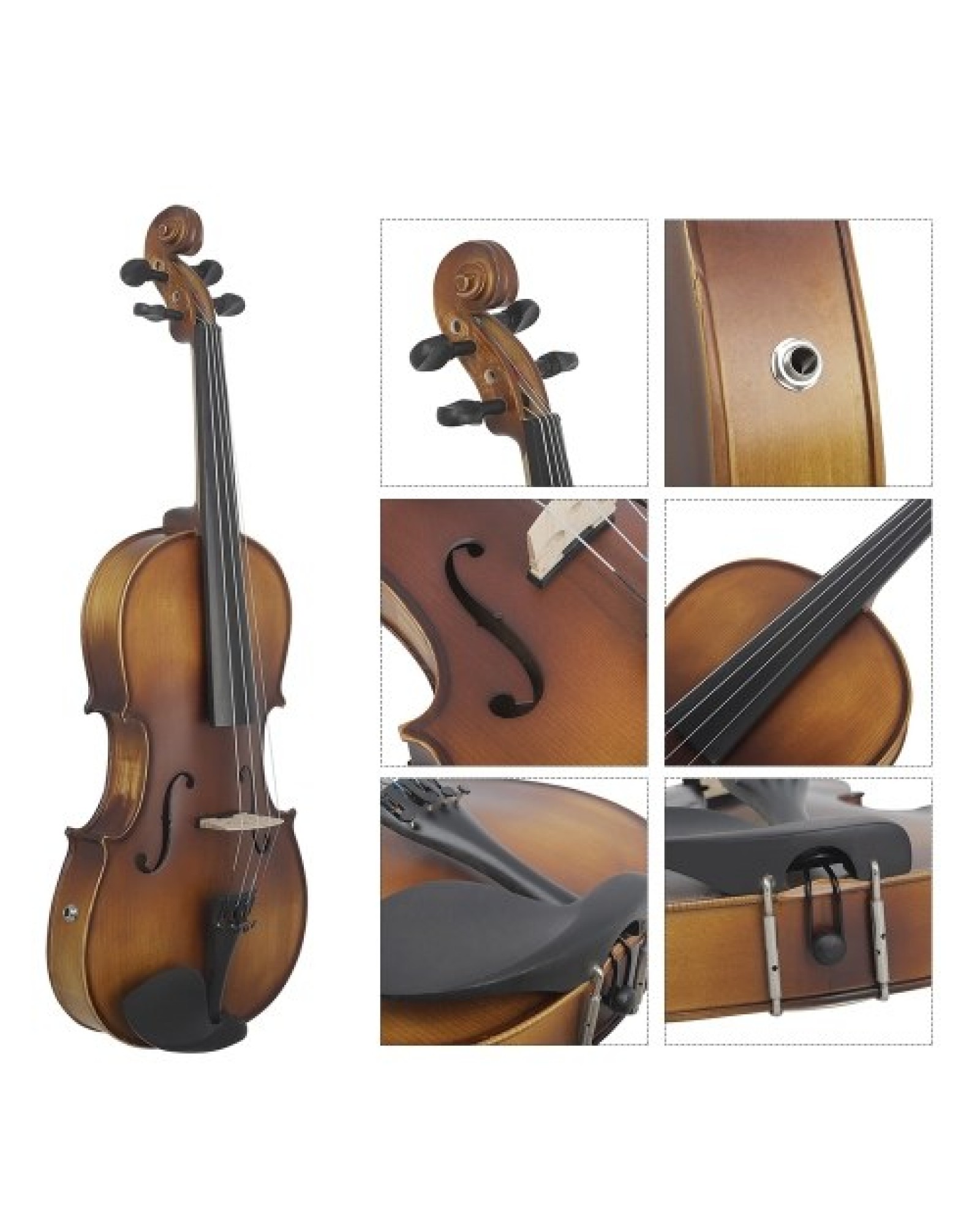 16inch Electric Viola EQ Spruce Wood with Bow Cleaning Cloth Carry Box for Adults Children Beginner