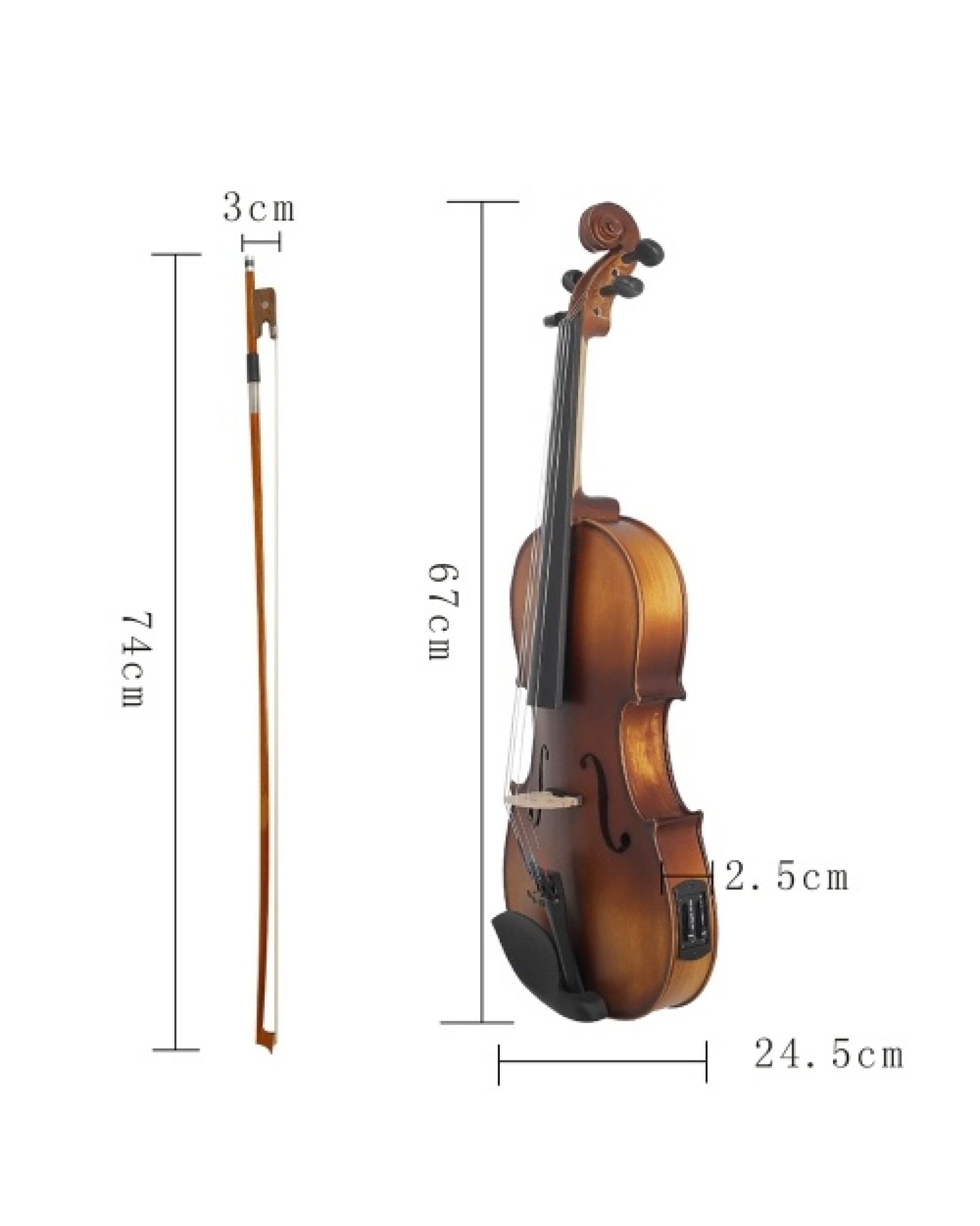 16inch Electric Viola EQ Spruce Wood with Bow Cleaning Cloth Carry Box for Adults Children Beginner