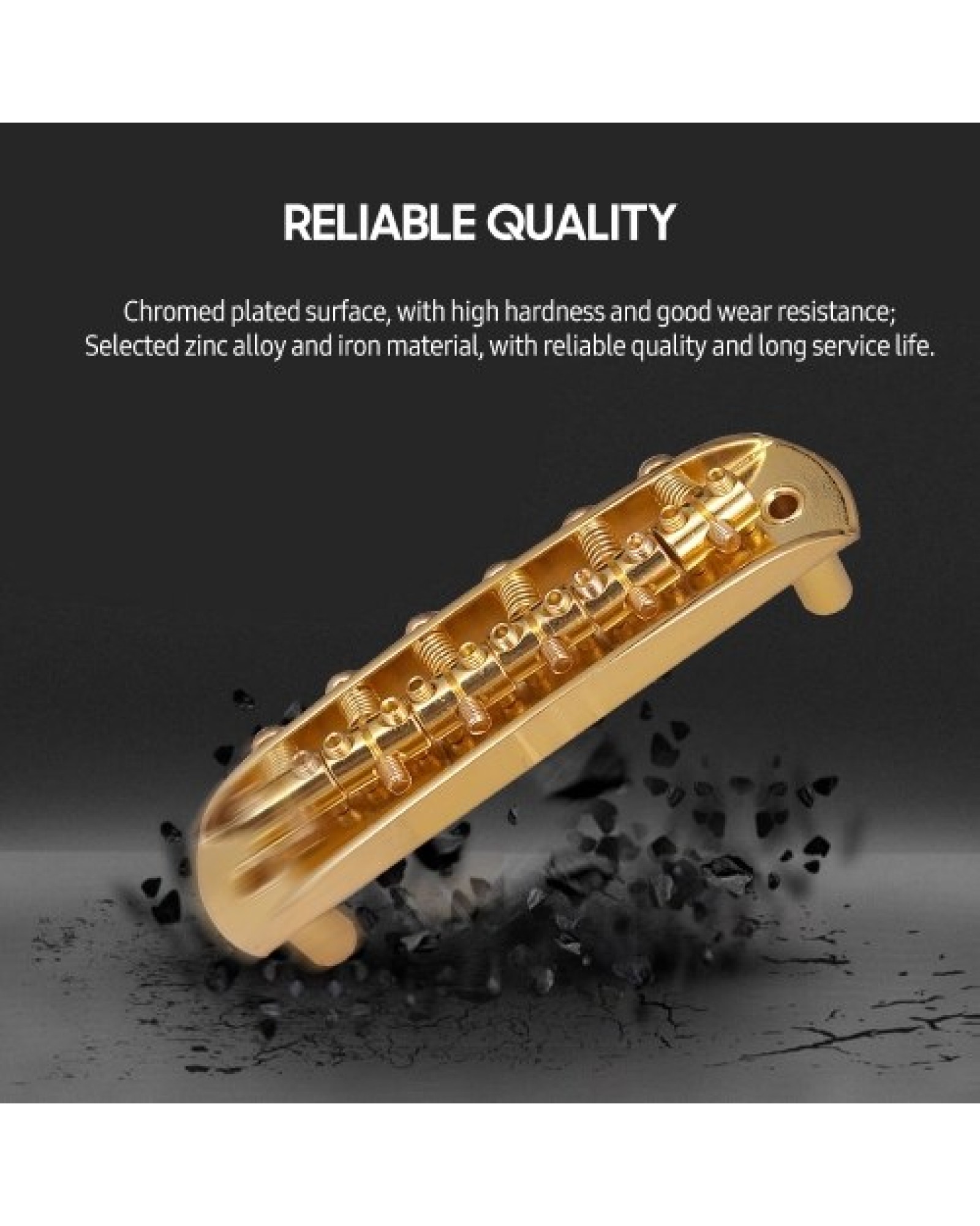 Electric Guitar Bridge Compatible with JM Series, Guitar Tailpiece Chrome Roller Saddles with 2 Screw Sleeves &amp; 1.5mm Hexago