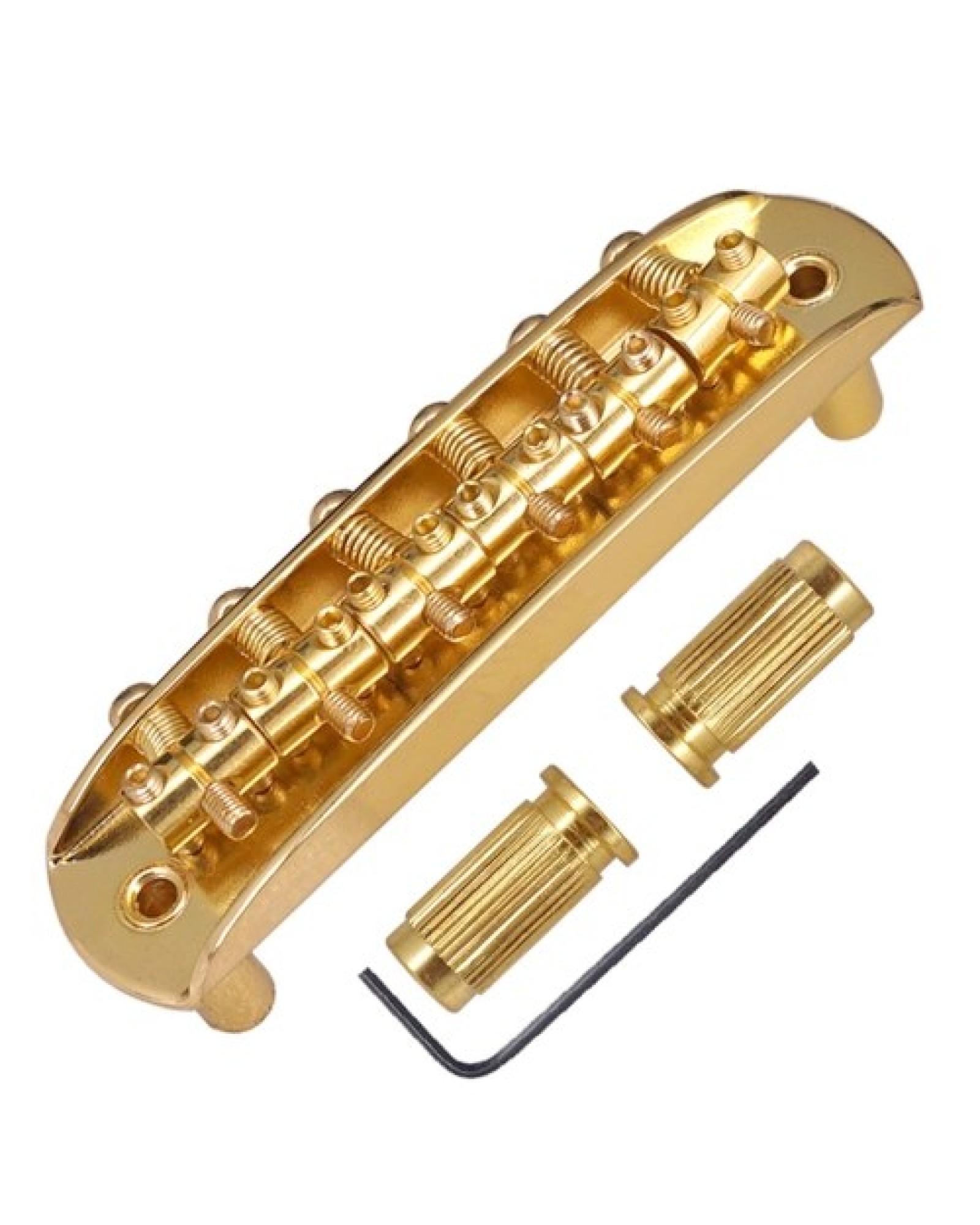 Electric Guitar Bridge Compatible with JM Series, Guitar Tailpiece Chrome Roller Saddles with 2 Screw Sleeves &amp; 1.5mm Hexago