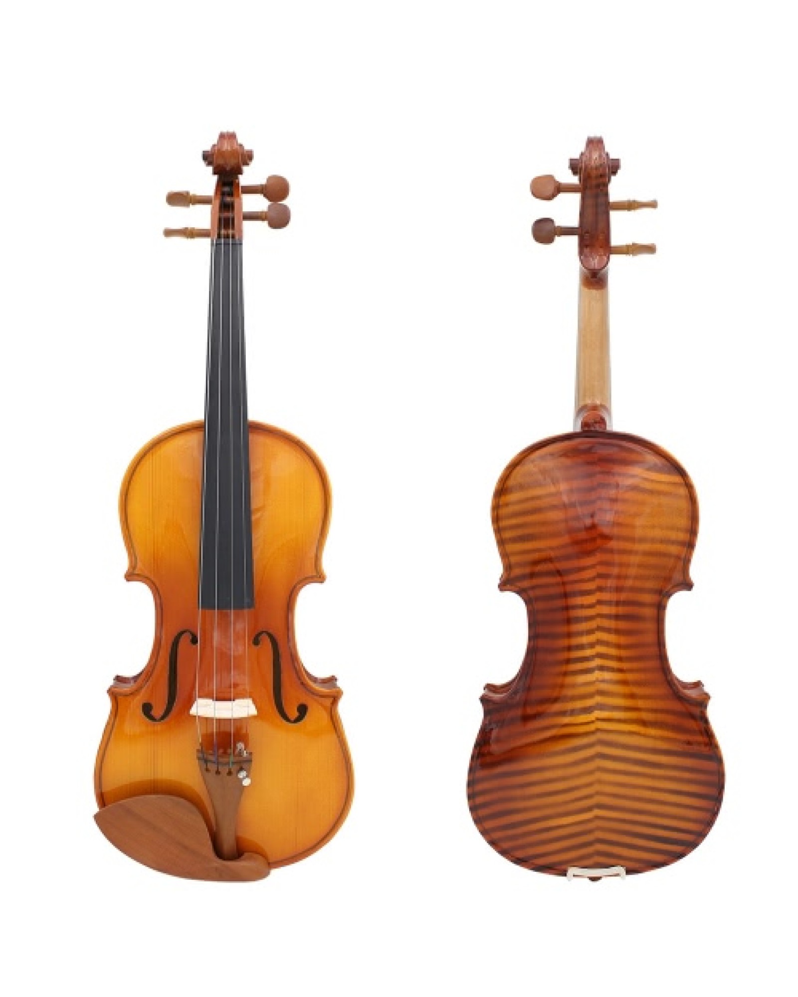 Full Size 4/4 Natural Acoustic Solid Wood Spruce Flame Maple Veneer Violin Fiddle for Beginner Student Performer  Jujube Wood Pa