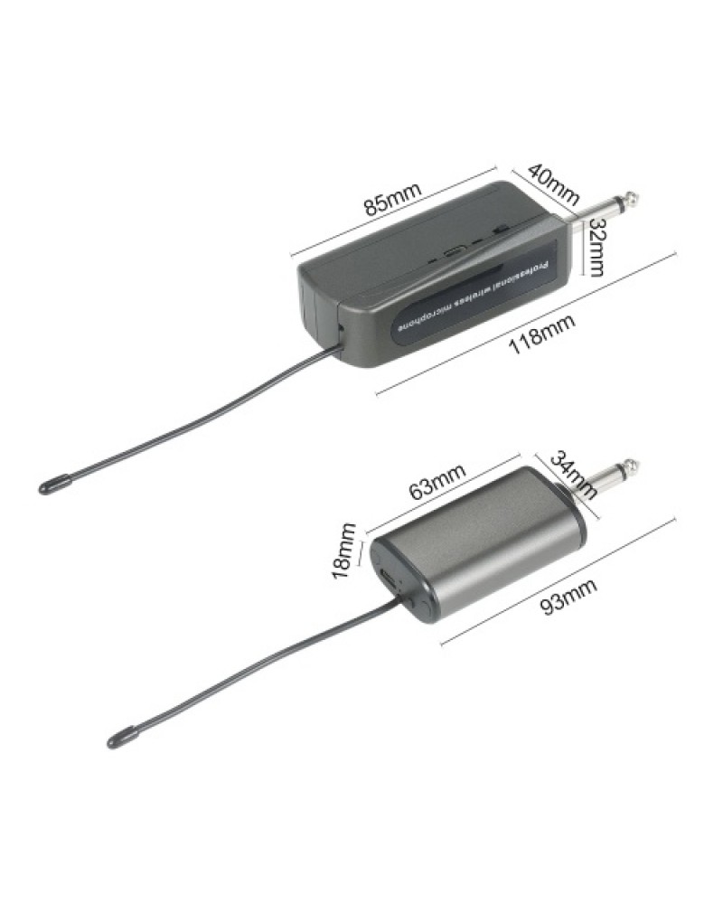 UHF Headset Wireless Microphone Transmitter &amp; Receiver Music Instrument Wireless System 6.35mm Standard Audio Plug
