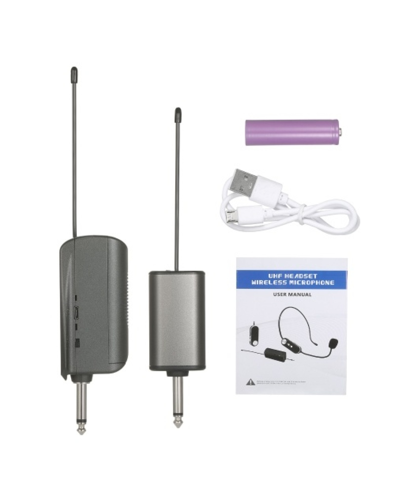 UHF Headset Wireless Microphone Transmitter &amp; Receiver Music Instrument Wireless System 6.35mm Standard Audio Plug