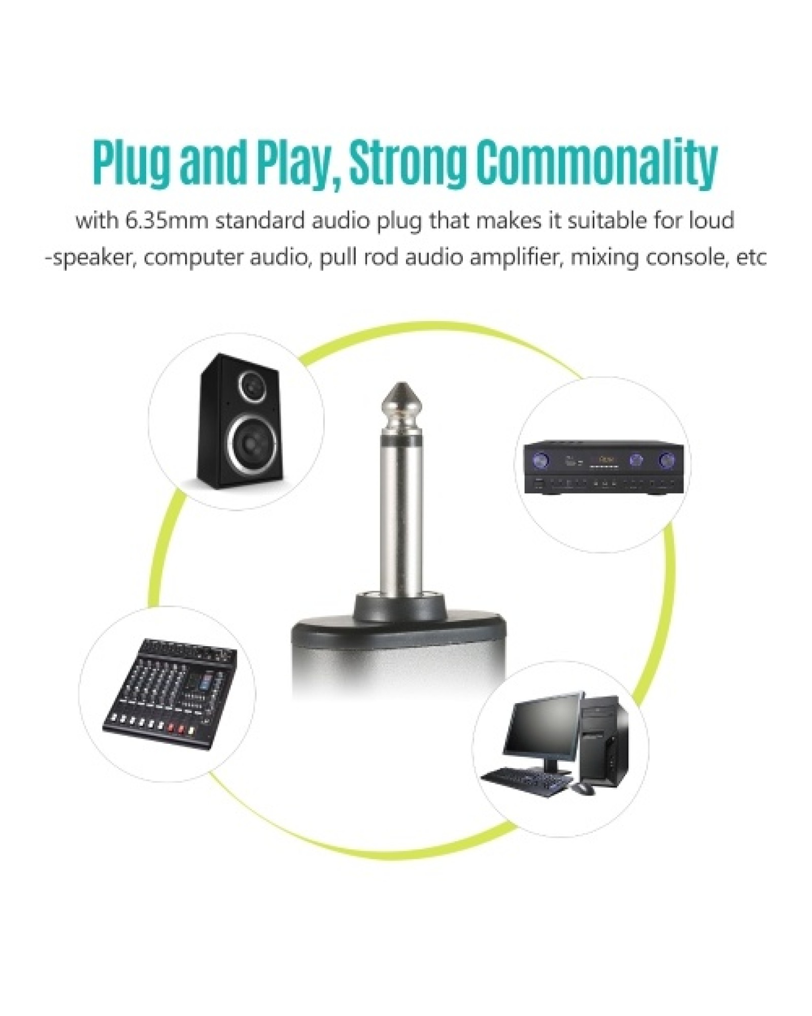 UHF Headset Wireless Microphone Transmitter &amp; Receiver Music Instrument Wireless System 6.35mm Standard Audio Plug