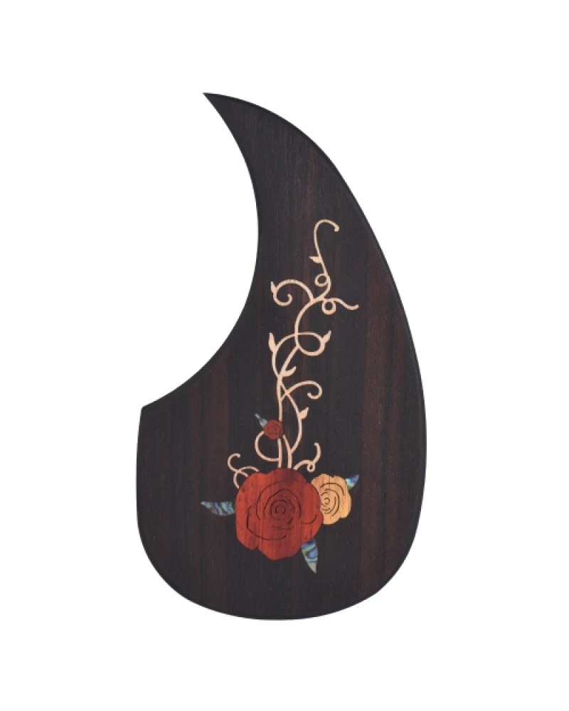 Wooden Guitar Pickguard Pick Guard for 40" 41" Acoustic Guitars Ebony Wood with Decorative Flower Pattern
