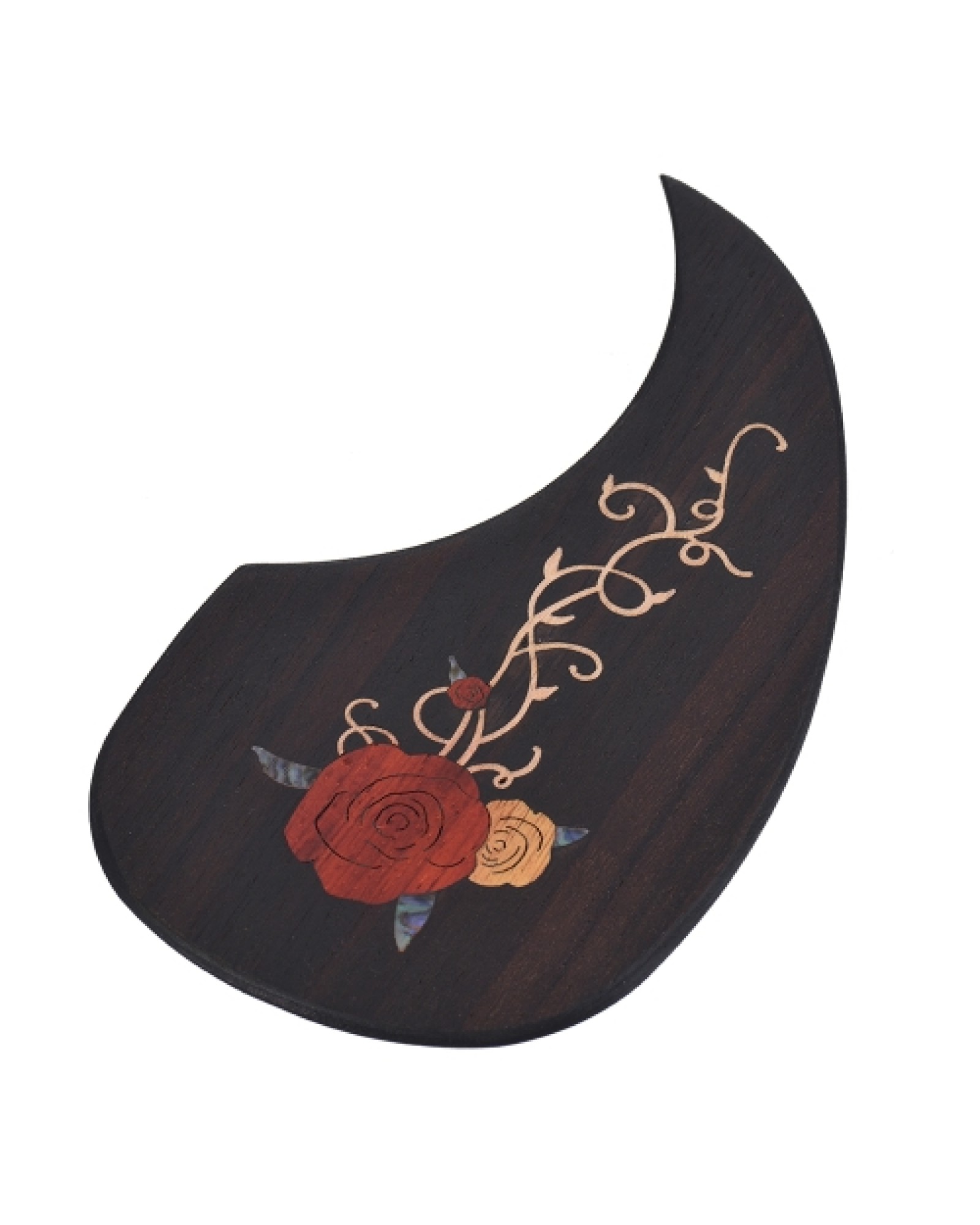 Wooden Guitar Pickguard Pick Guard for 40" 41" Acoustic Guitars Ebony Wood with Decorative Flower Pattern