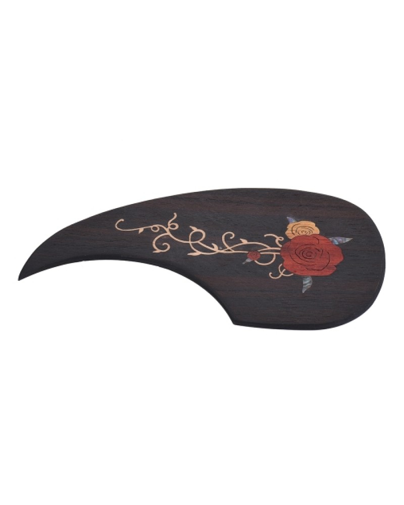 Wooden Guitar Pickguard Pick Guard for 40" 41" Acoustic Guitars Ebony Wood with Decorative Flower Pattern