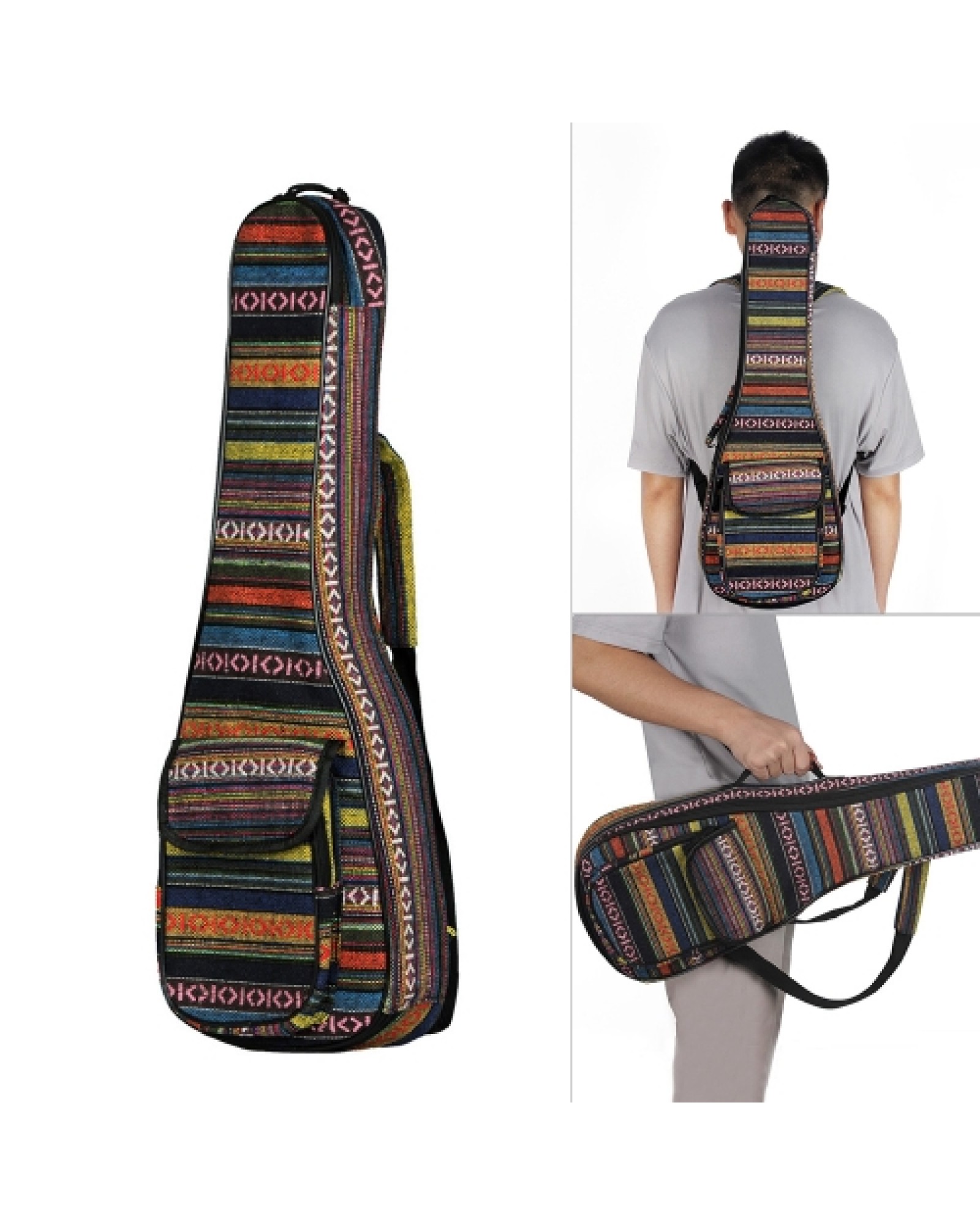 Special National Style 23" Ukelele Ukulele Uke Bag Backpack Case 6mm Cotton Padding Durable Colorful with Adjustable Shoulder St