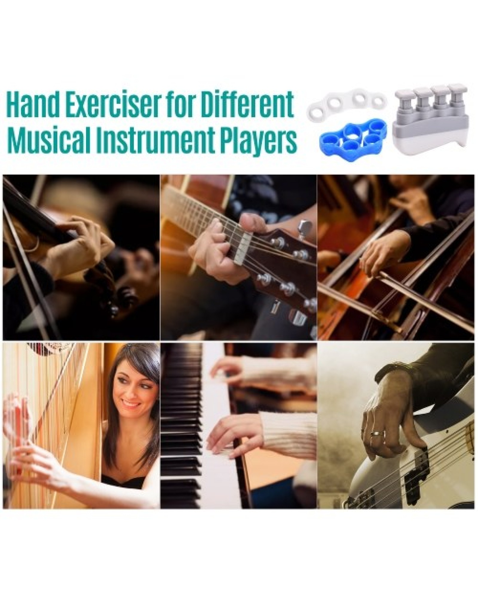 Hand Exerciser Set with Finger Exerciser + Finger Spliter + Silica Gel Tensioner Fingers Exercise Tool for Guitar Violin Piano W