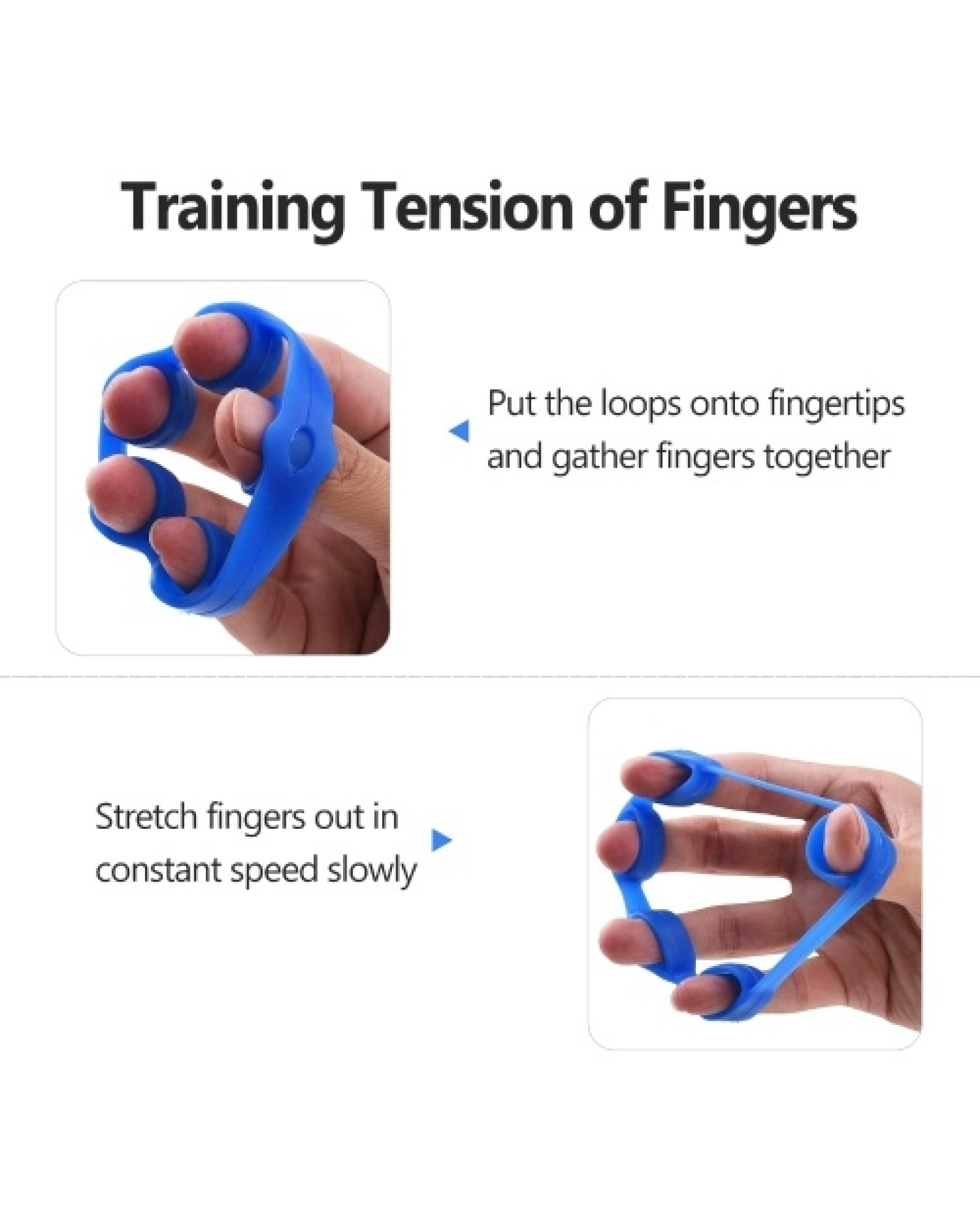 Hand Exerciser Set with Finger Exerciser + Finger Spliter + Silica Gel Tensioner Fingers Exercise Tool for Guitar Violin Piano W