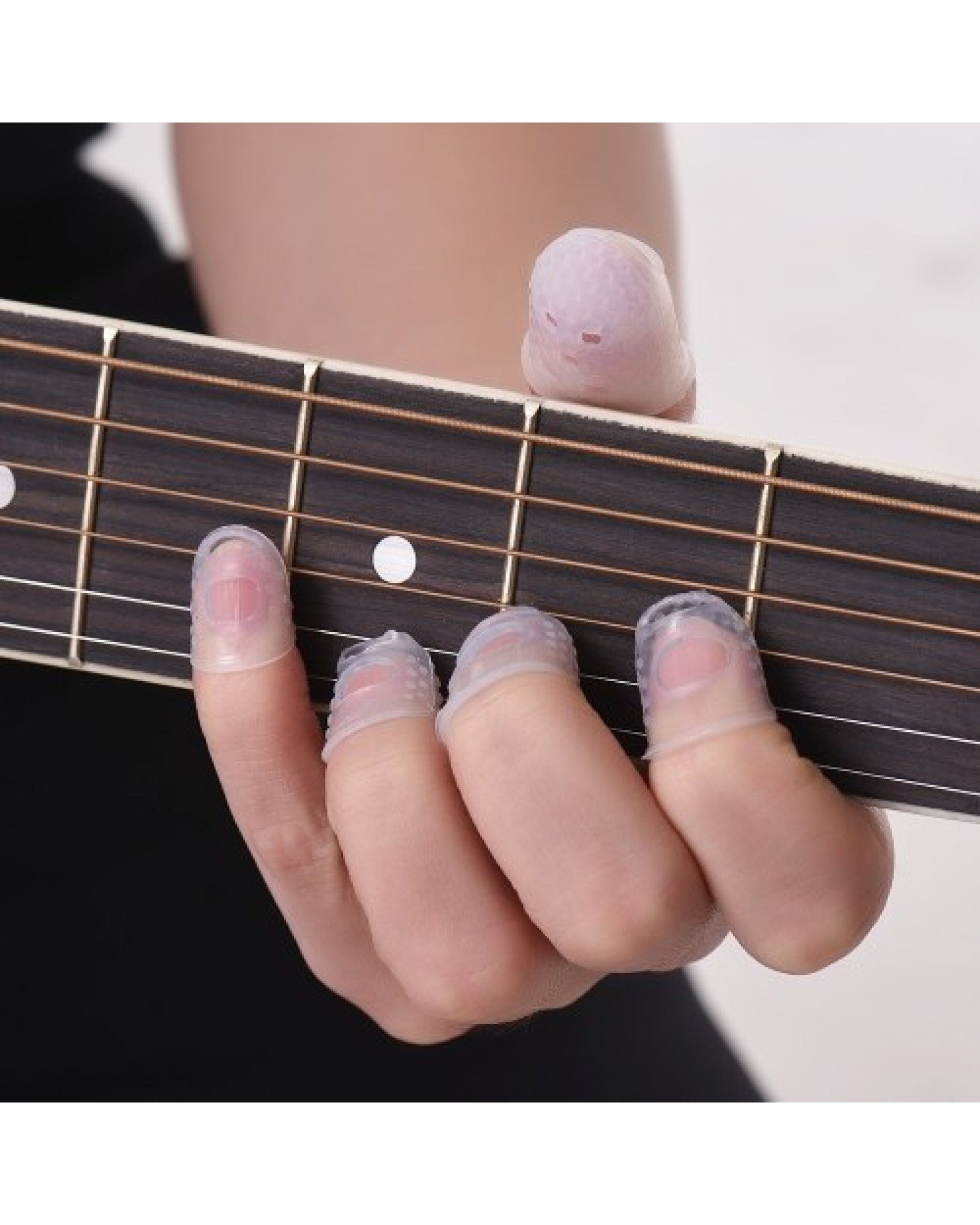 Guitar Accessories Kit Includes 15pcs Silicone Guitar Finger Protectors + 10pcs Guitar Picks for Acoustic Guitar Beginners