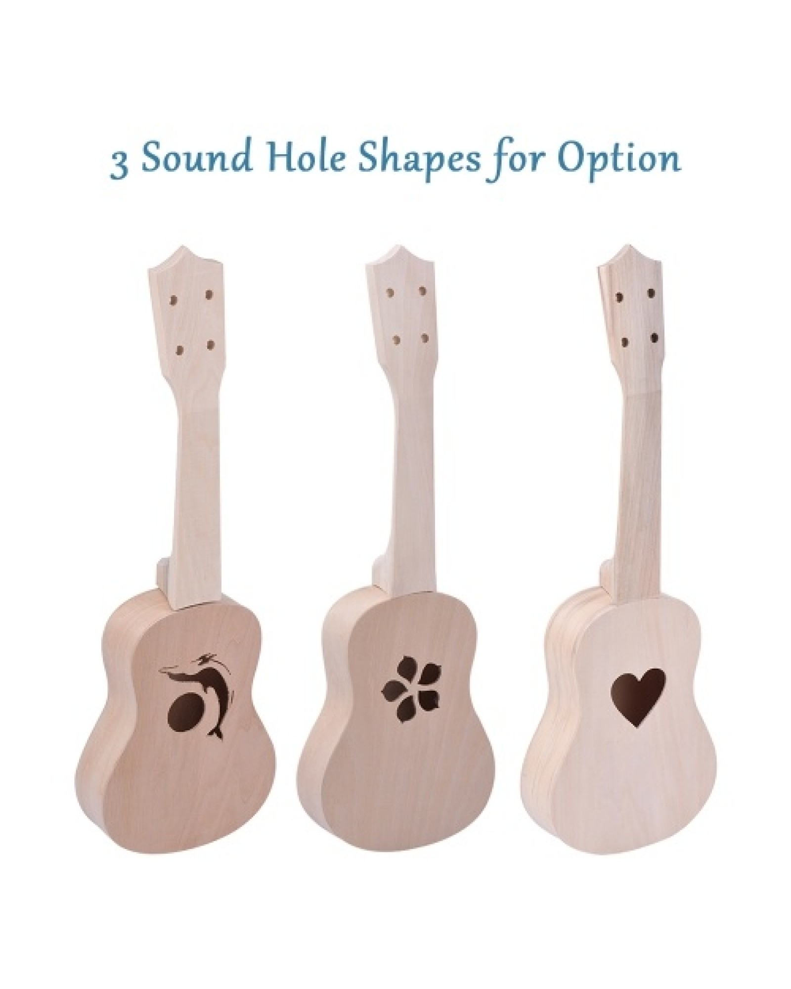 21 Inches Unfinished DIY Ukulele Ukelele Uke Kit Basswood Body &amp; Neck Plastic Fingerboard &amp; Bridge Nylon String for Ukul