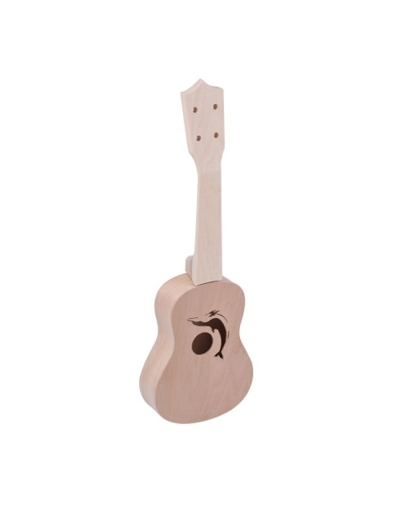 21 Inches Unfinished DIY Ukulele Ukelele Uke Kit Basswood Body &amp; Neck Plastic Fingerboard &amp; Bridge Nylon String for Ukul