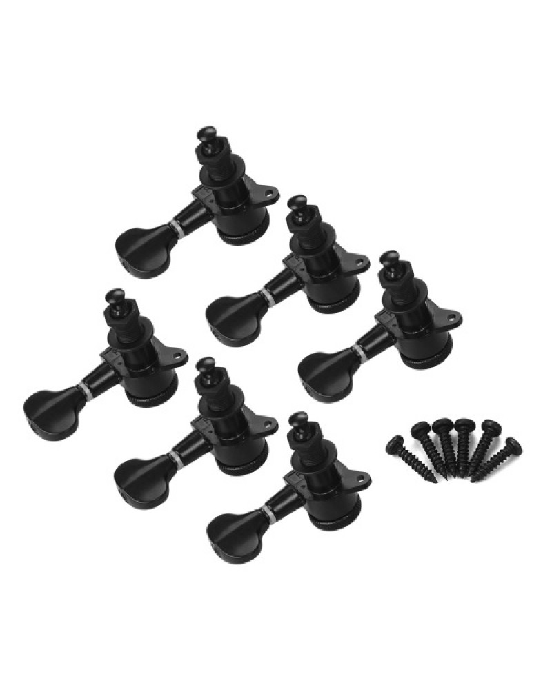 Electric Guitar Machine Heads Knobs String Tuning Pegs Locking Tuners Pack of 6 Pieces 6R with Mounting Screws and Ferrules Gold