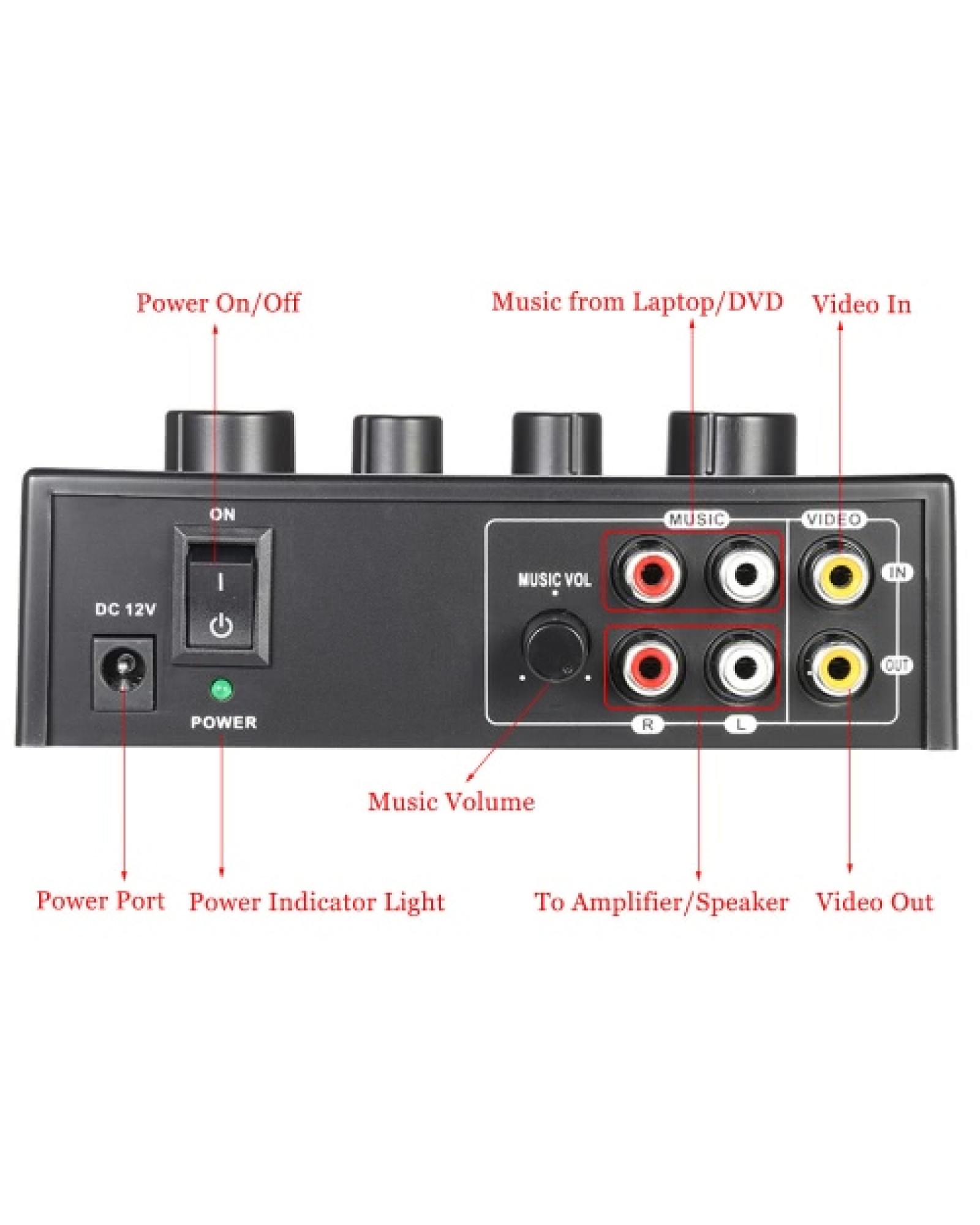 Karaoke Sound Mixer Dual Mic Inputs With Cable