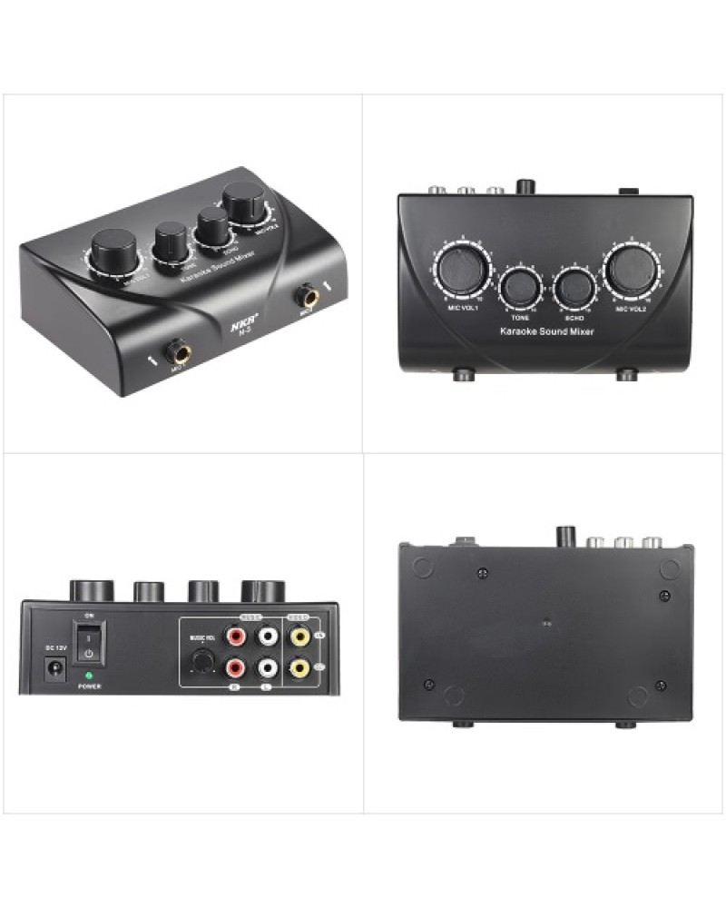 Karaoke Sound Mixer Dual Mic Inputs With Cable