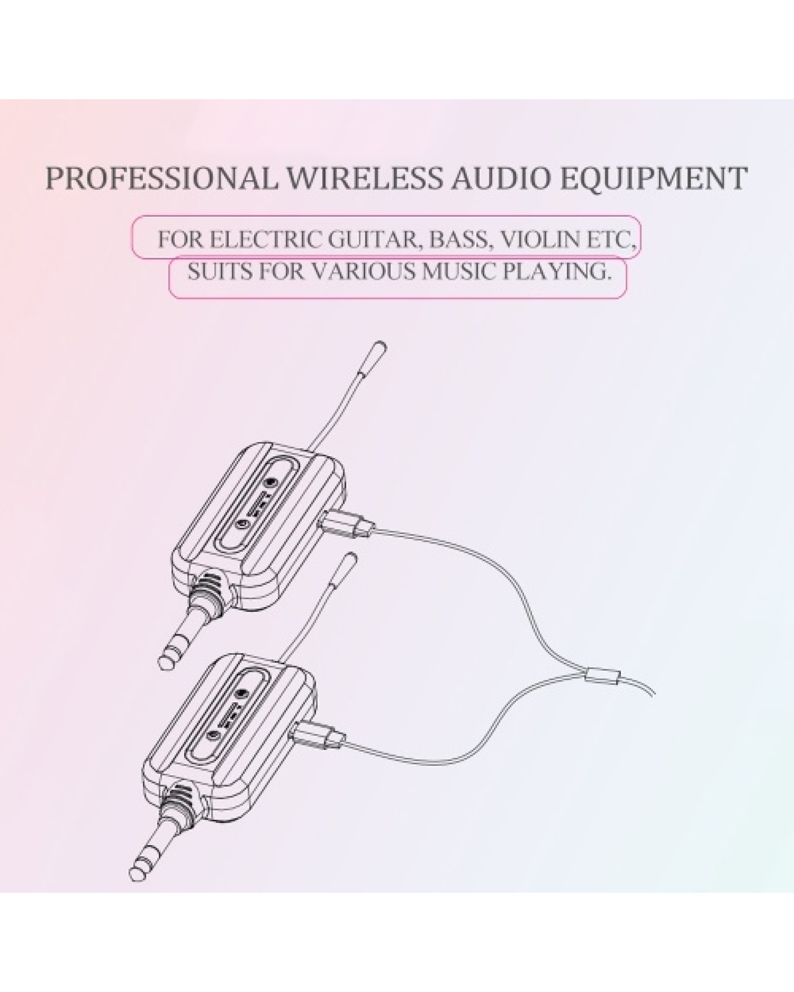 UHF Wireless Audio Transmitter Receiver System USB Rechargeable Pick Up for Electric Guitar Bass Musical Instrument Accessory