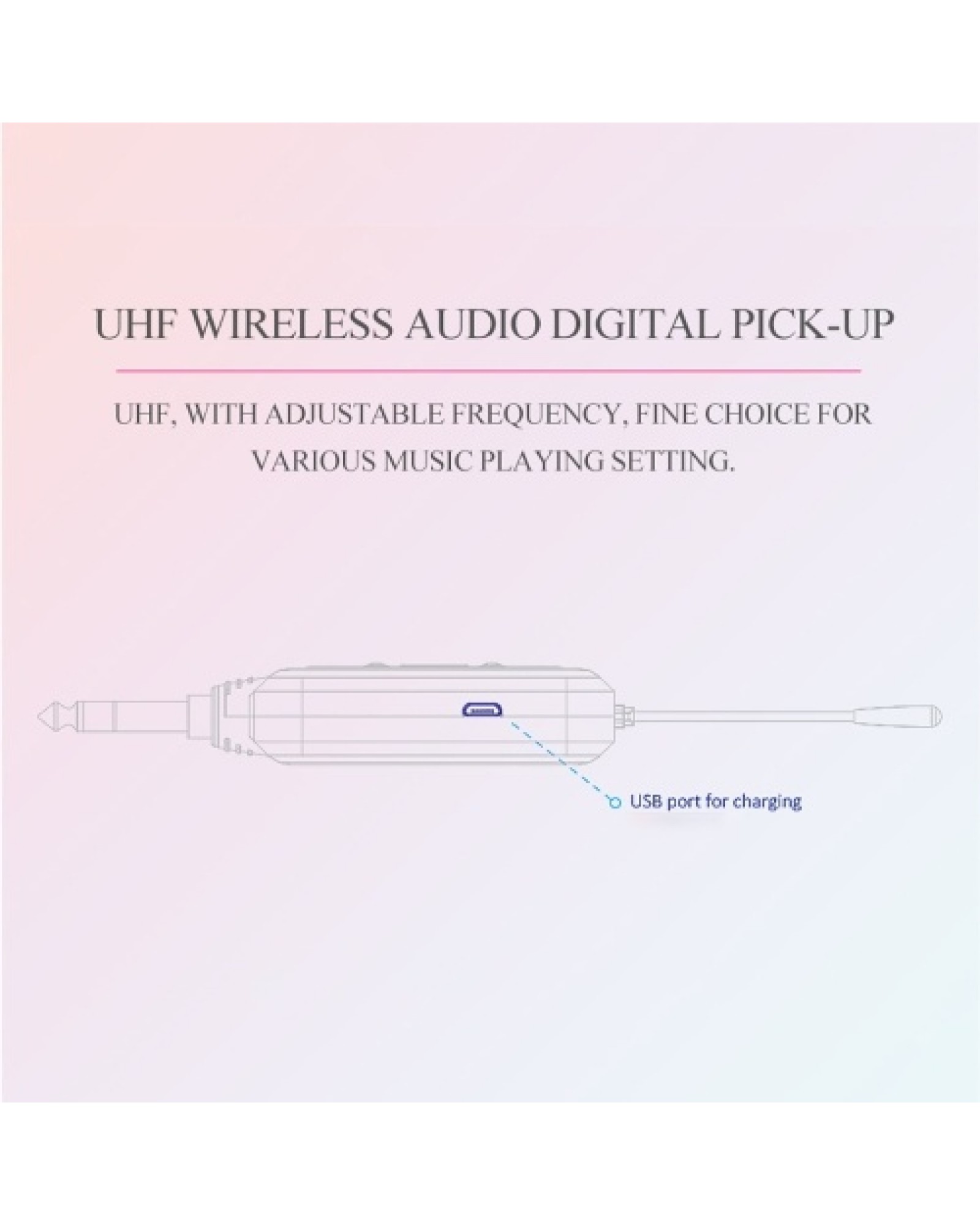 UHF Wireless Audio Transmitter Receiver System USB Rechargeable Pick Up for Electric Guitar Bass Musical Instrument Accessory
