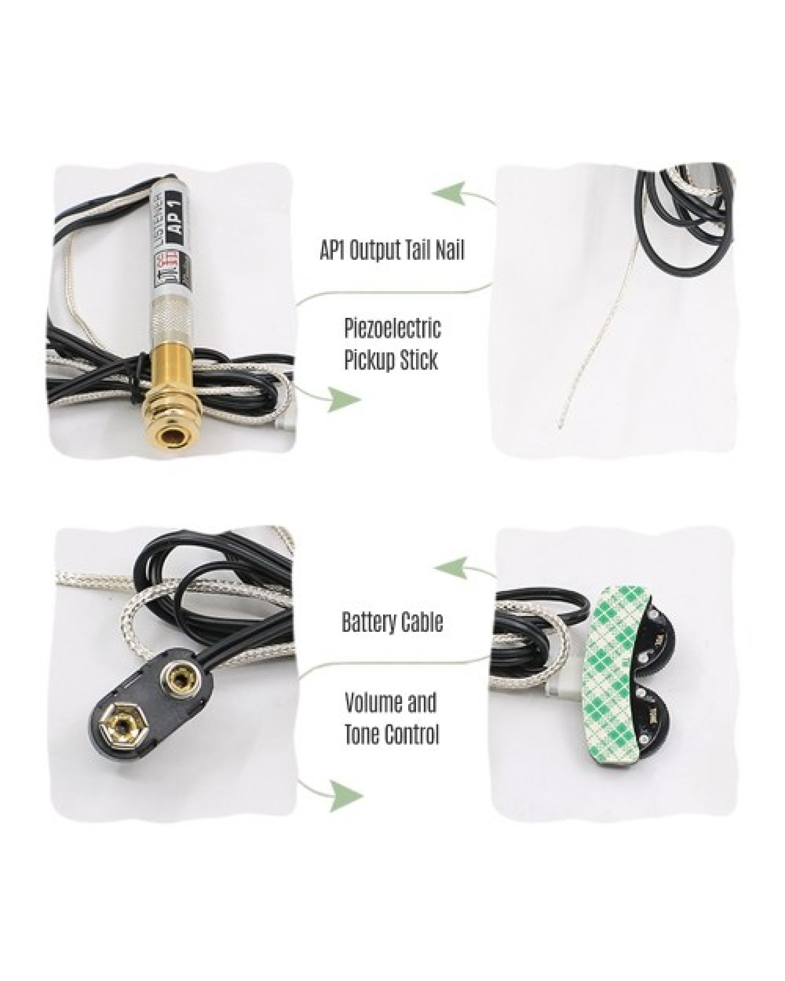 Guitar Piezo Active Pickup Pick-up Transducer with Volume and Tone Control for Folk Classical Guitar Ukulele