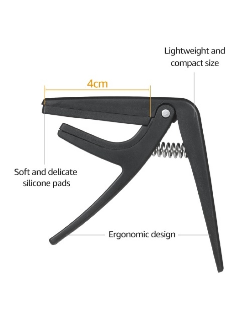 Professional Single-handed Quick Change Ukelele Capo Plastic Steel Black