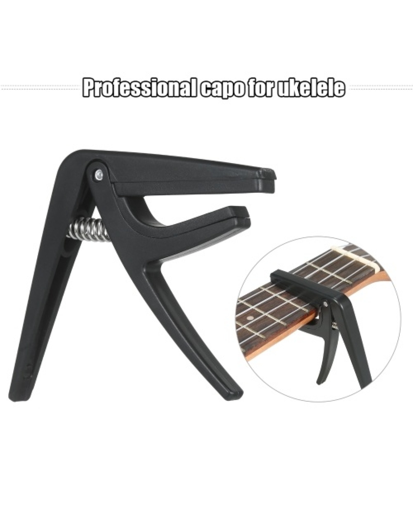 Professional Single-handed Quick Change Ukelele Capo Plastic Steel Black