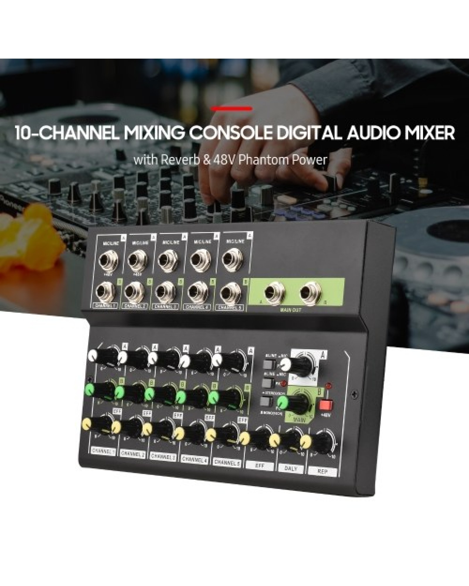 10-Channel Mixing Console Digital Audio Mixer