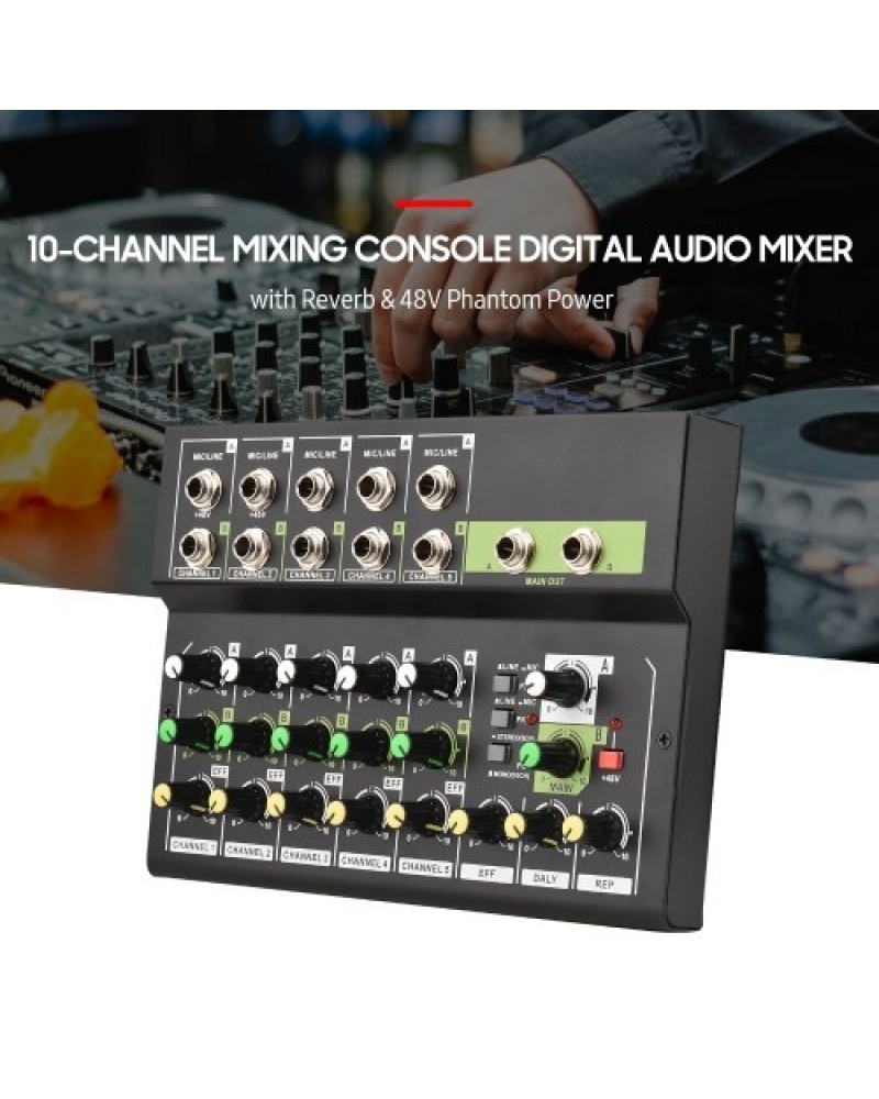 10-Channel Mixing Console Digital Audio Mixer